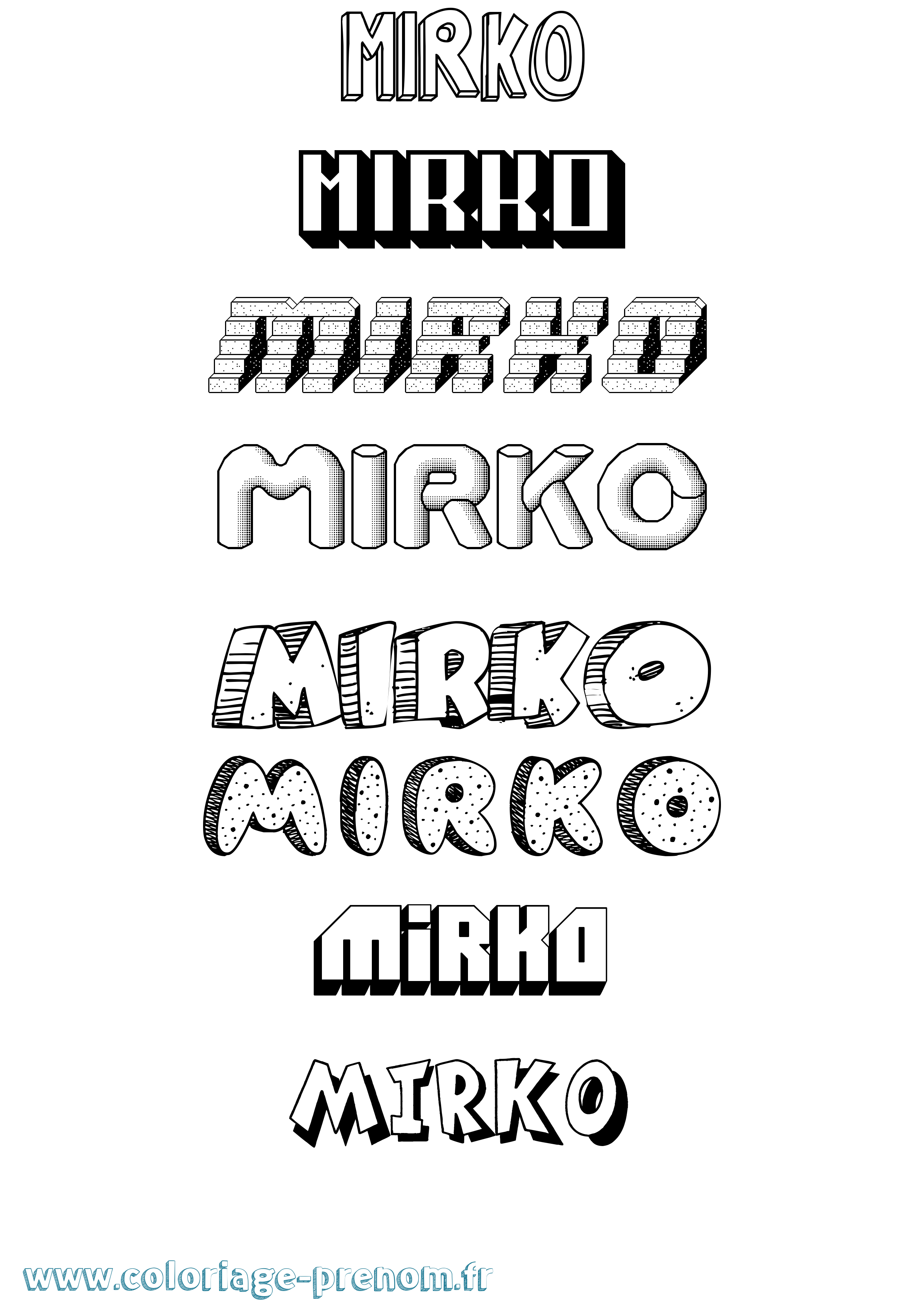 Coloriage Mirko Effet 3D Coloriage prénom Mirko Effet 3D