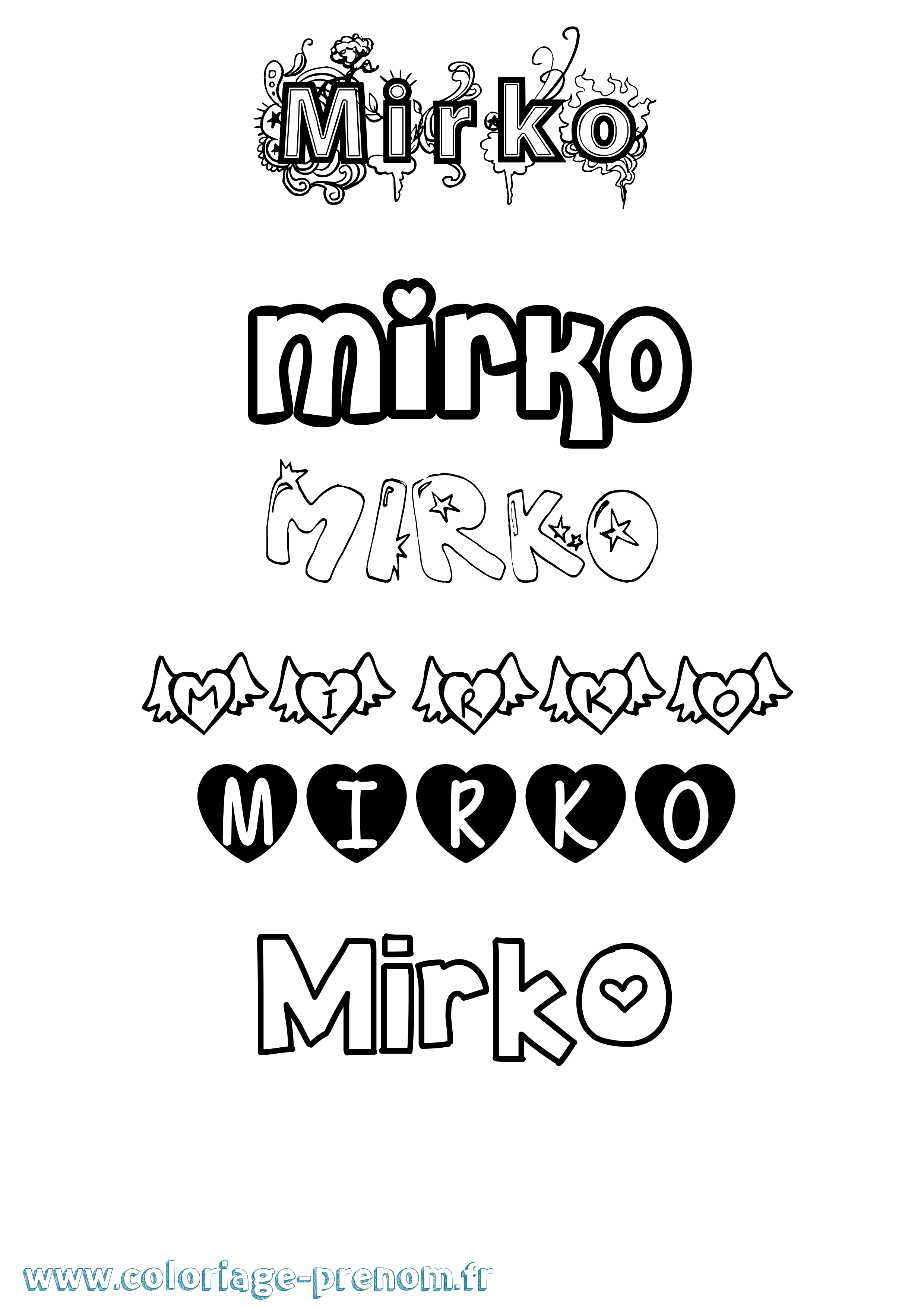 Coloriage Mirko Girly Coloriage prénom Mirko Girly