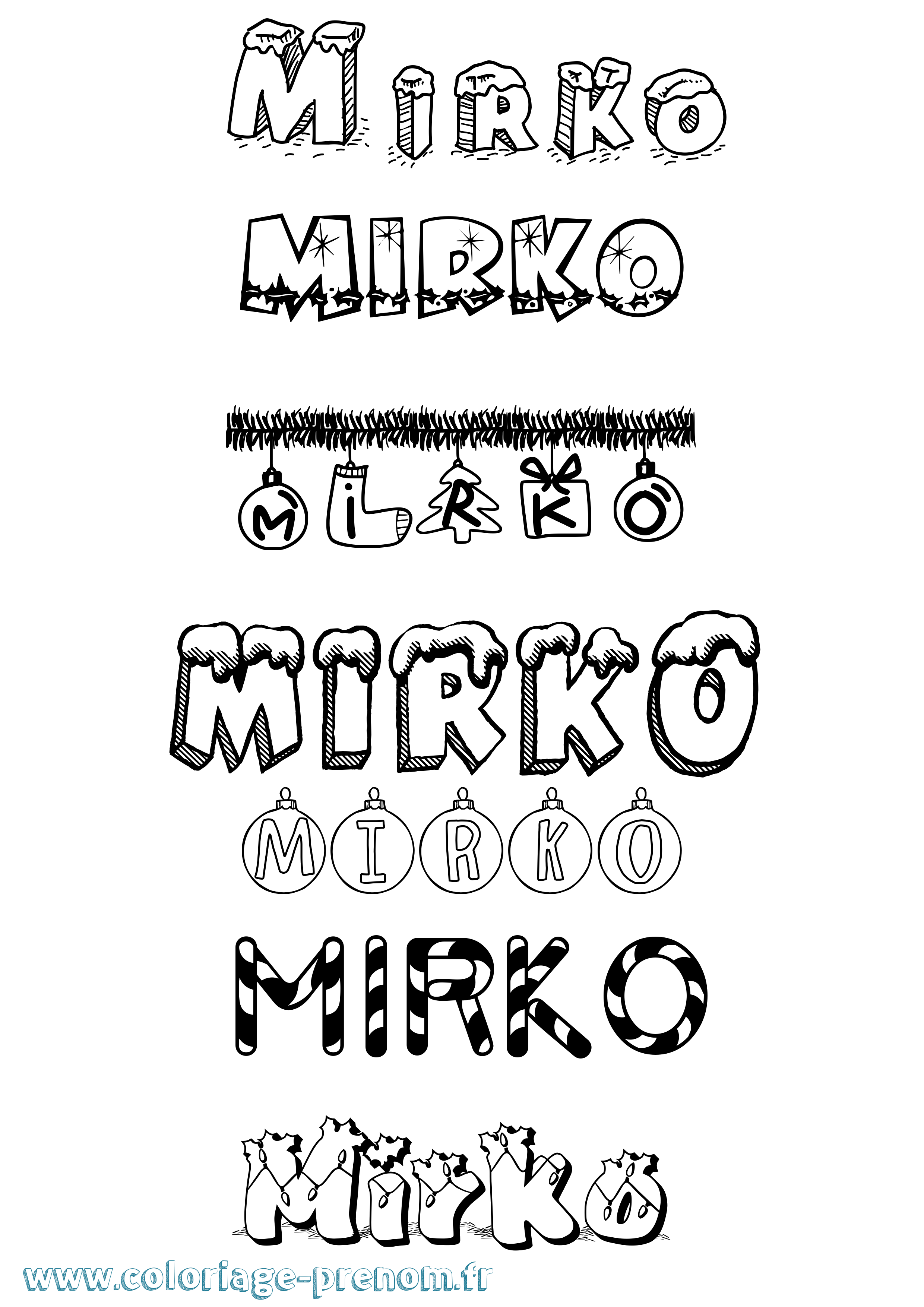 Coloriage Mirko Noël Coloriage prénom Mirko Noël