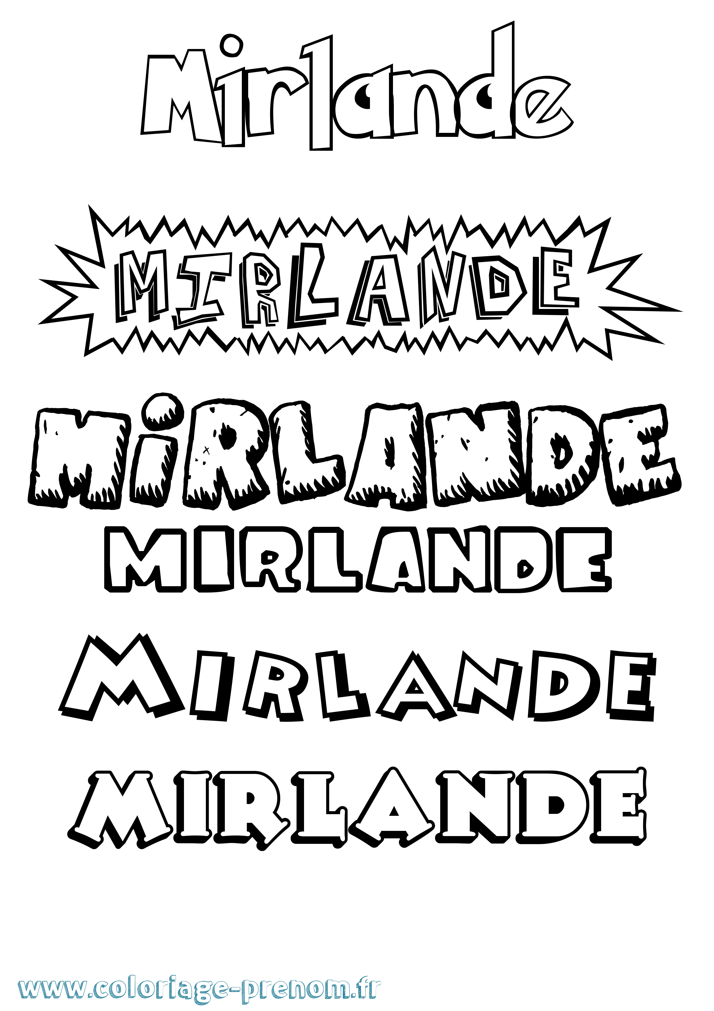 Coloriage Mirlande Dessin Animé Coloriage prénom Mirlande Dessin Animé