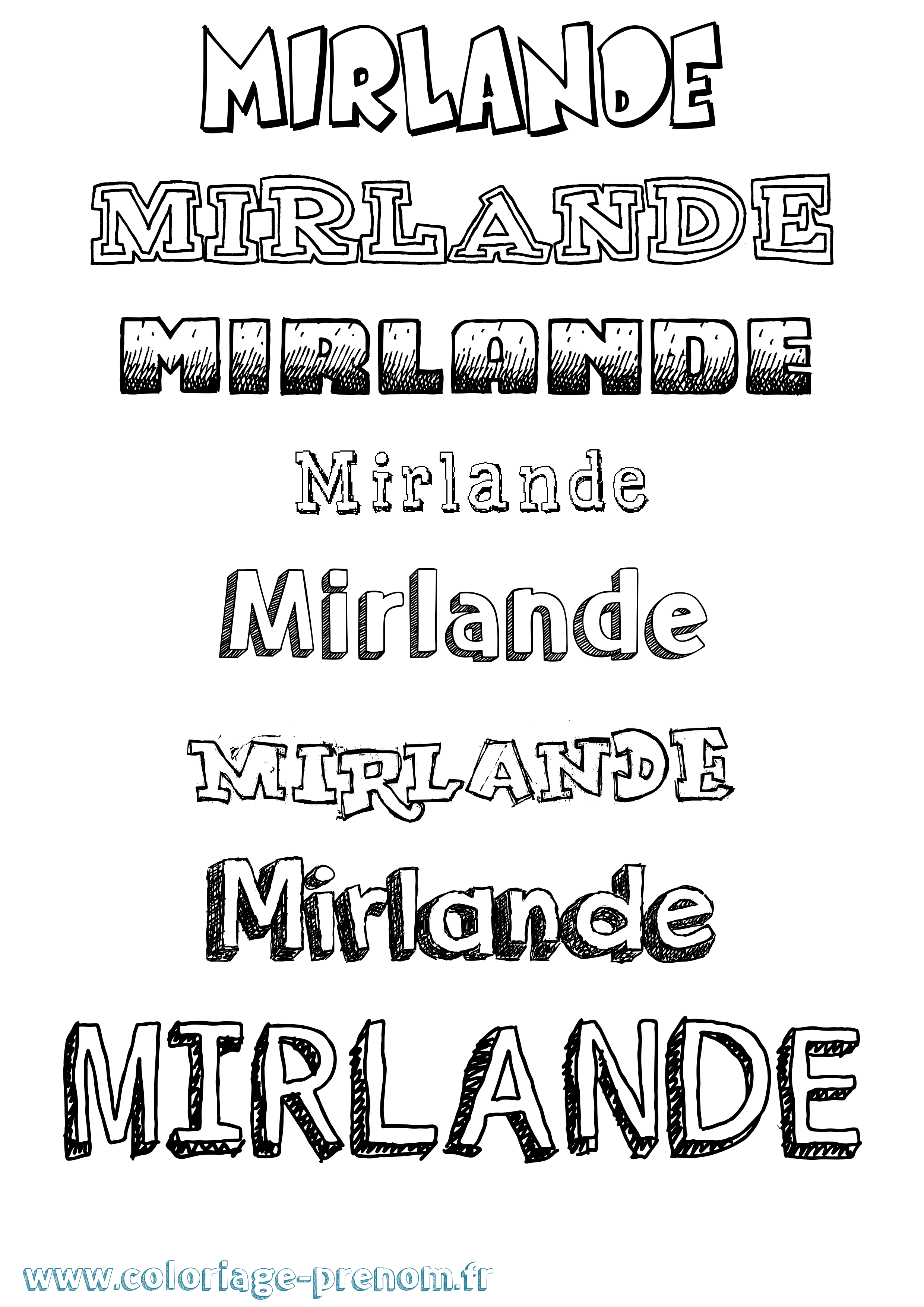 Coloriage Mirlande Dessiné Coloriage prénom Mirlande Dessiné