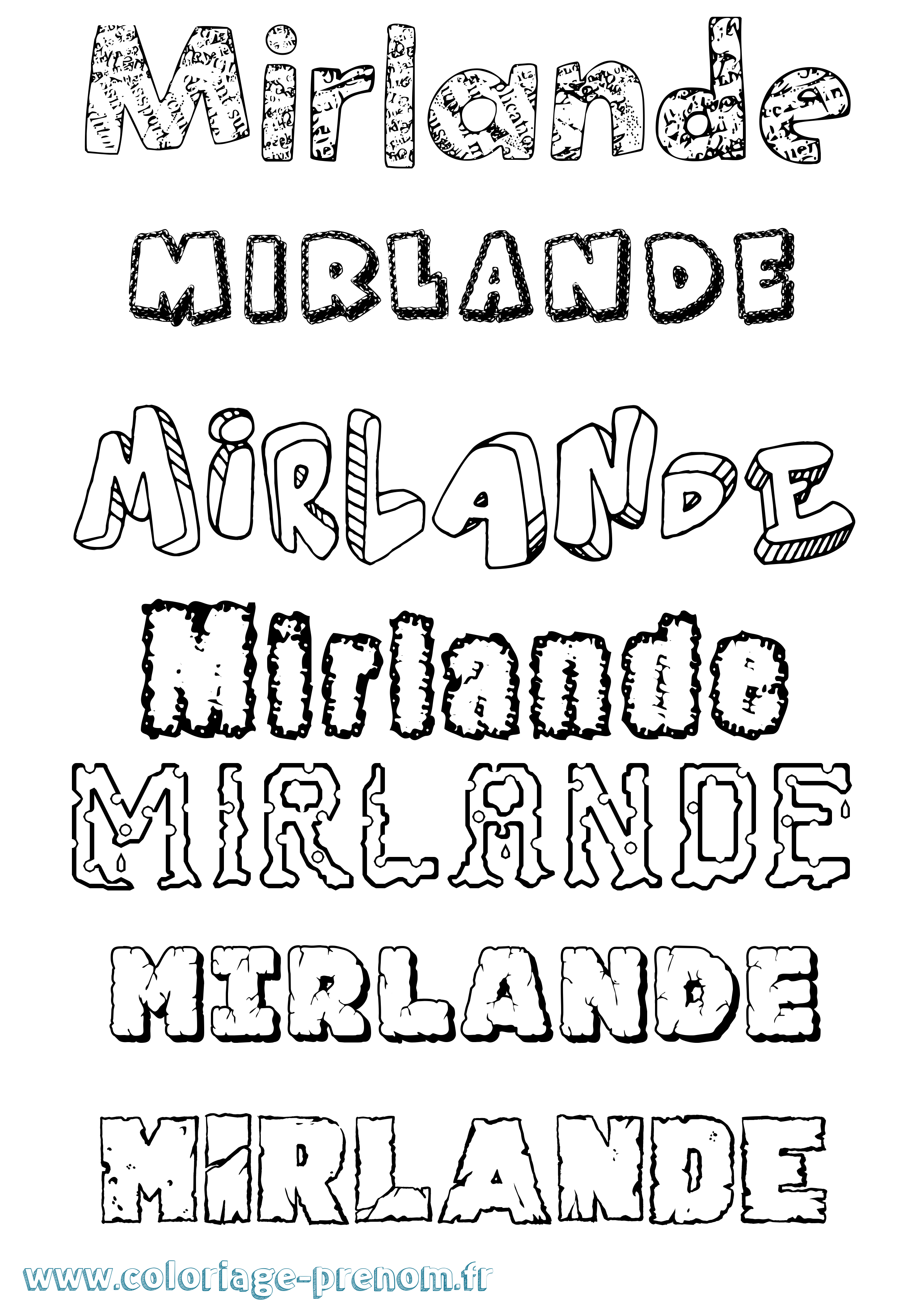 Coloriage Mirlande Destructuré Coloriage prénom Mirlande Destructuré