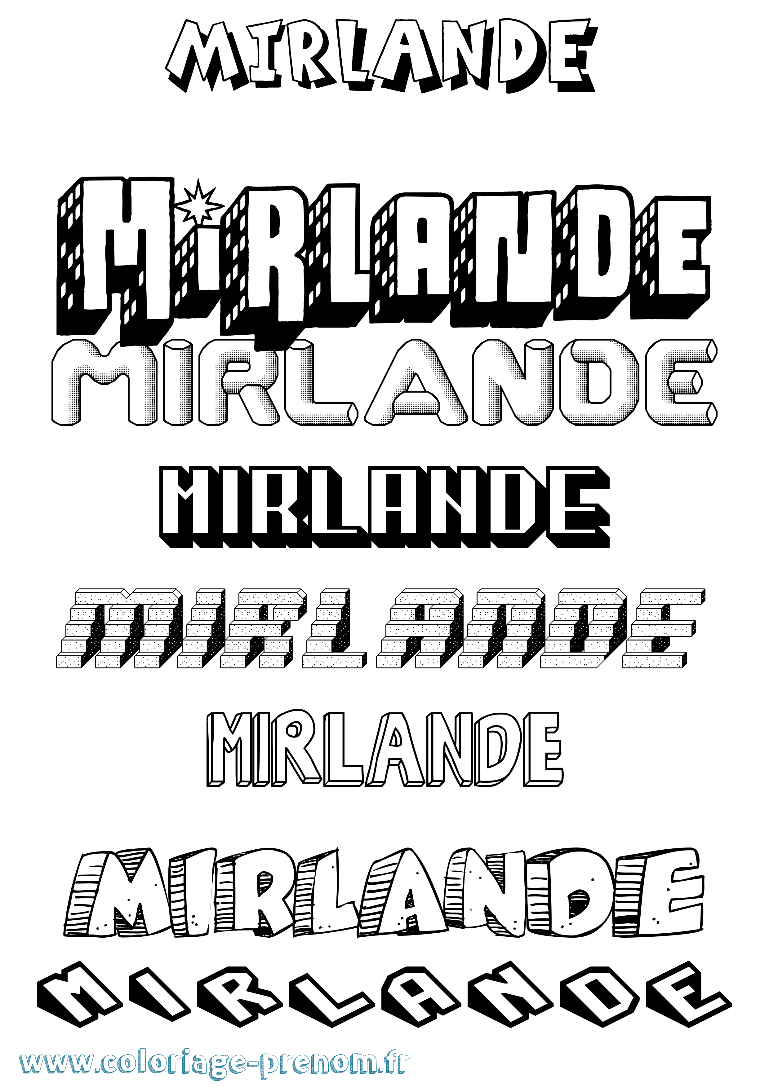 Coloriage Mirlande Effet 3D Coloriage prénom Mirlande Effet 3D