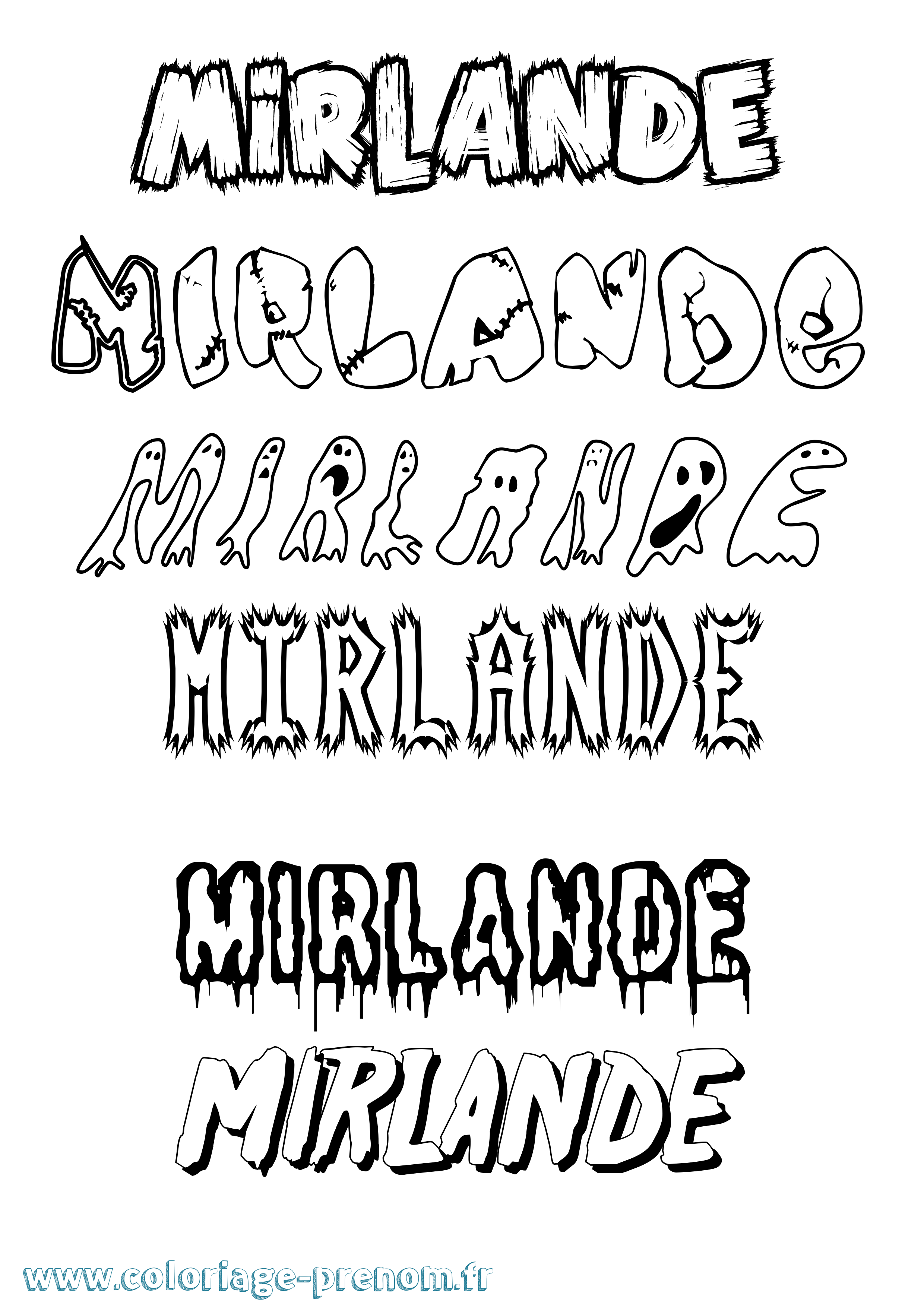 Coloriage Mirlande Frisson Coloriage prénom Mirlande Frisson