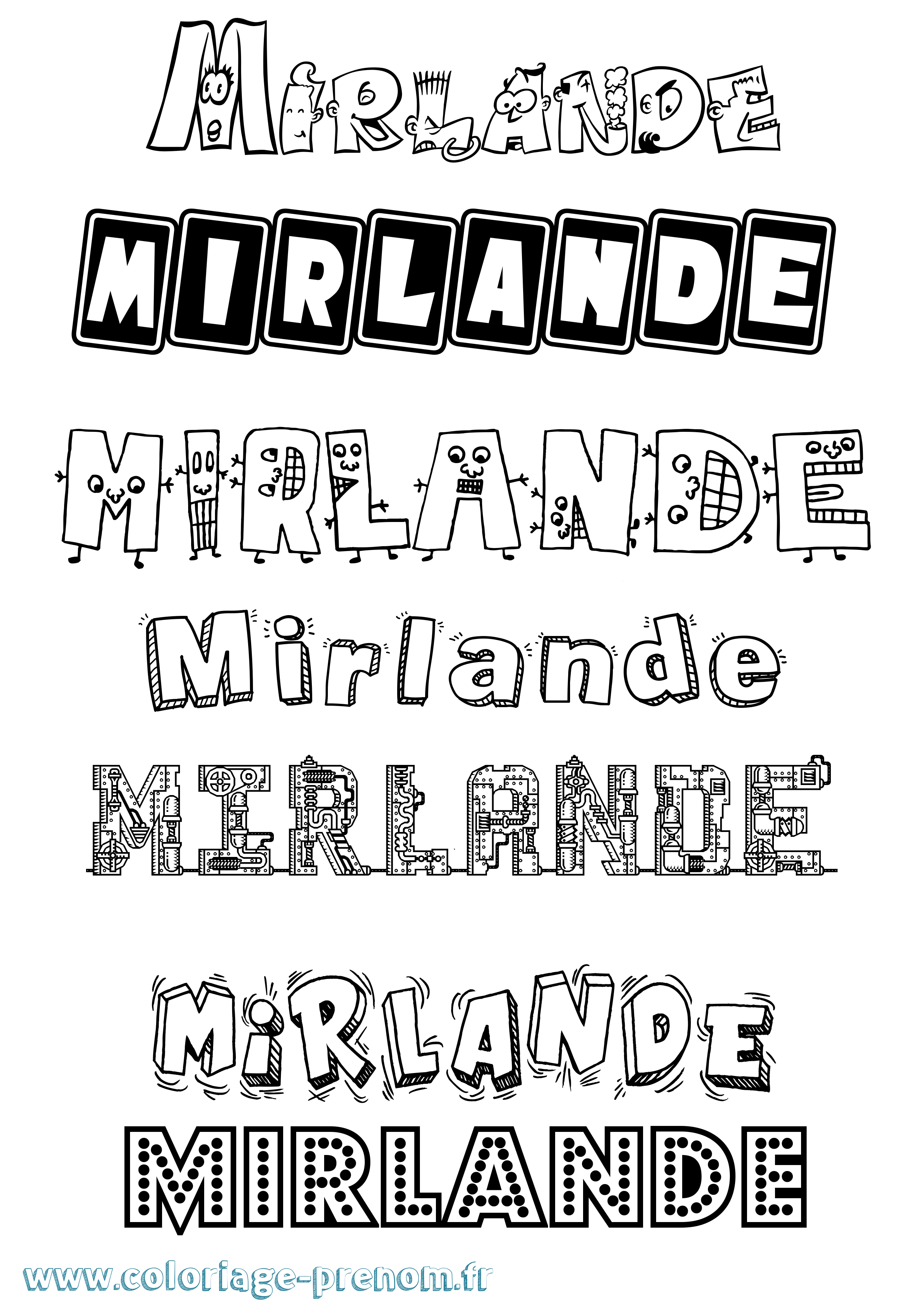 Coloriage Mirlande Fun Coloriage prénom Mirlande Fun