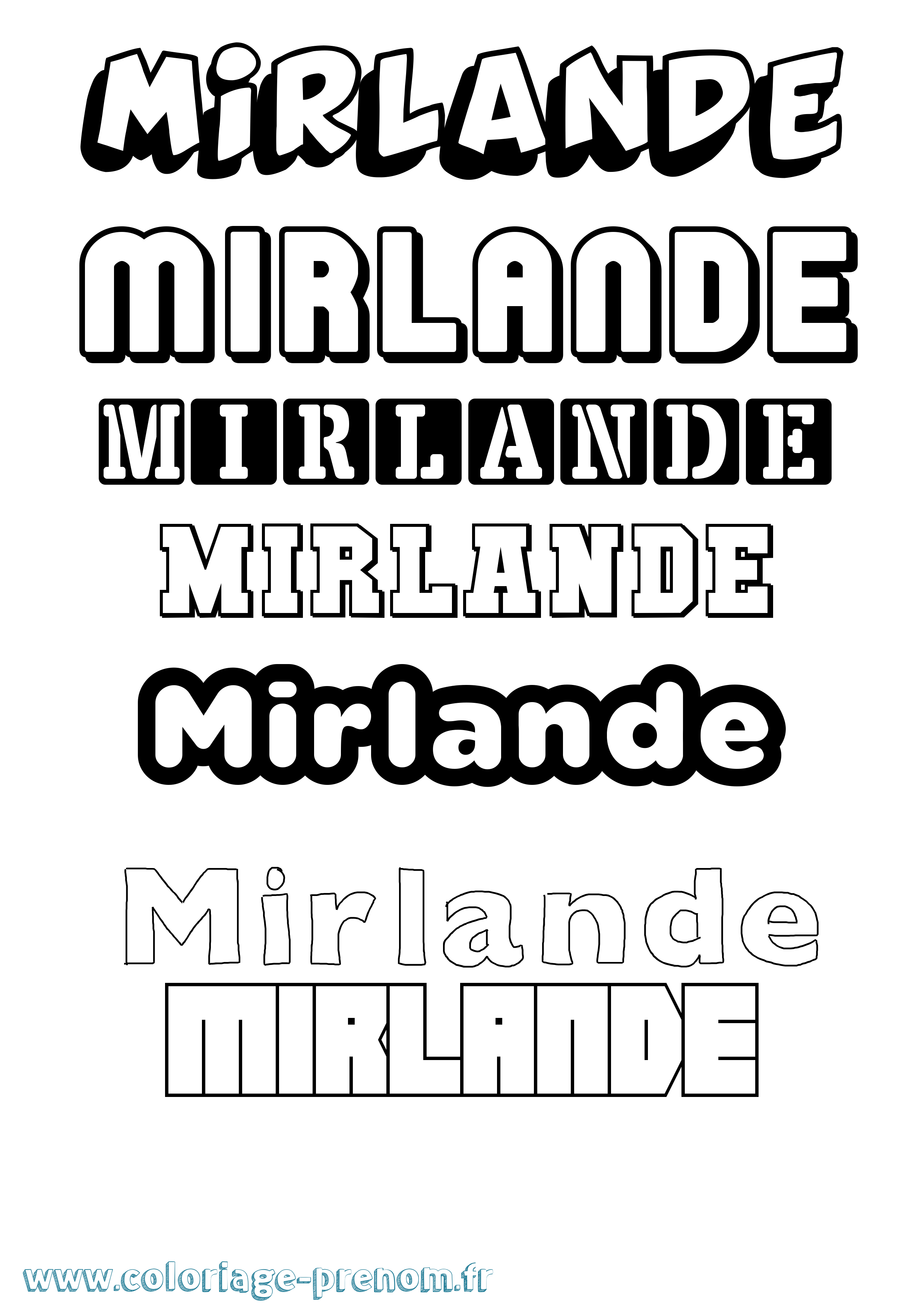 Coloriage Mirlande Simple Coloriage prénom Mirlande Simple