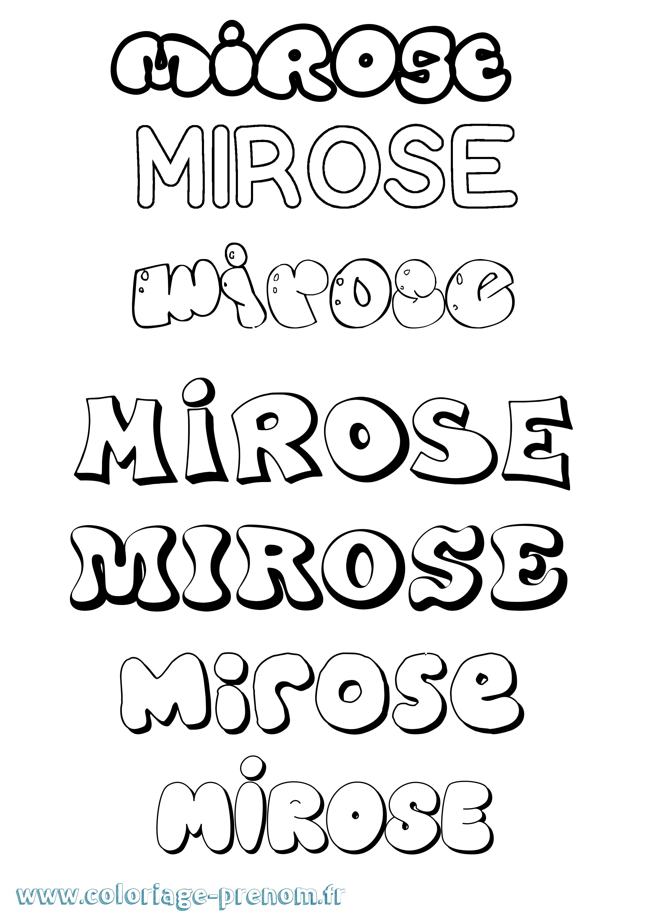 Coloriage Mirose Bubble Coloriage prénom Mirose Bubble