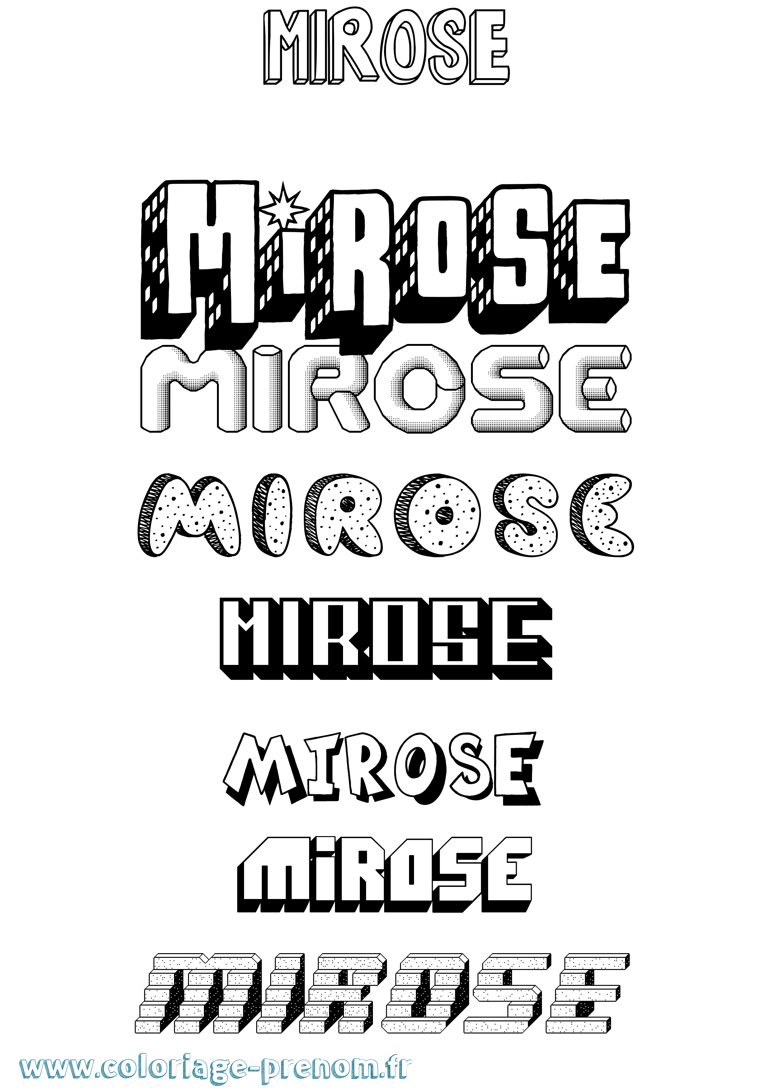 Coloriage Mirose Effet 3D Coloriage prénom Mirose Effet 3D