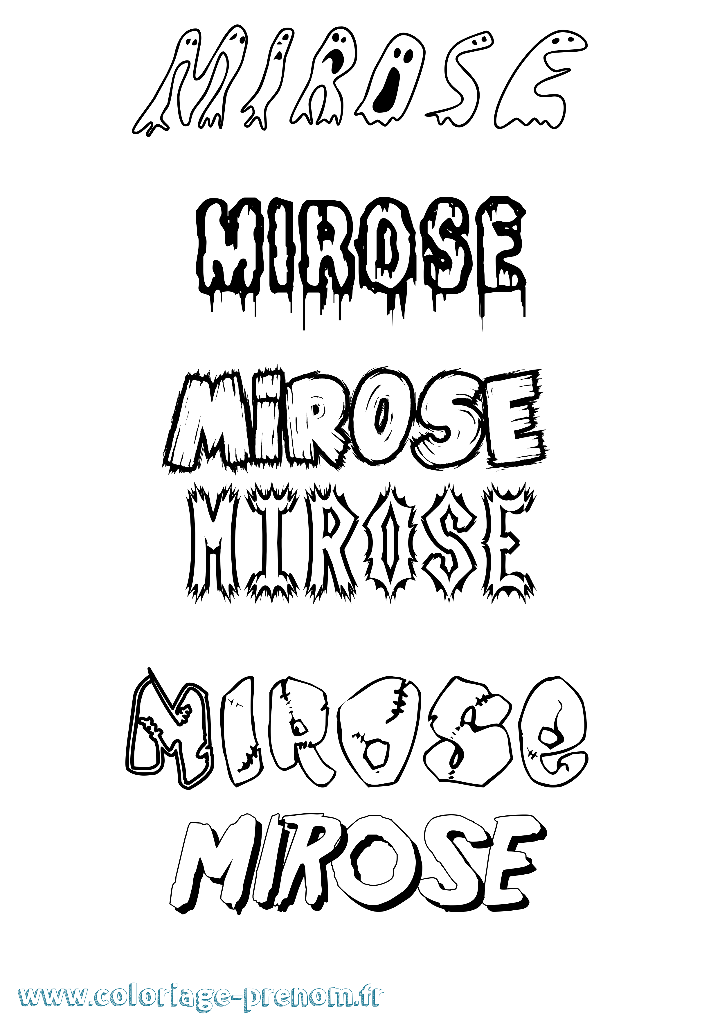 Coloriage Mirose Frisson Coloriage prénom Mirose Frisson