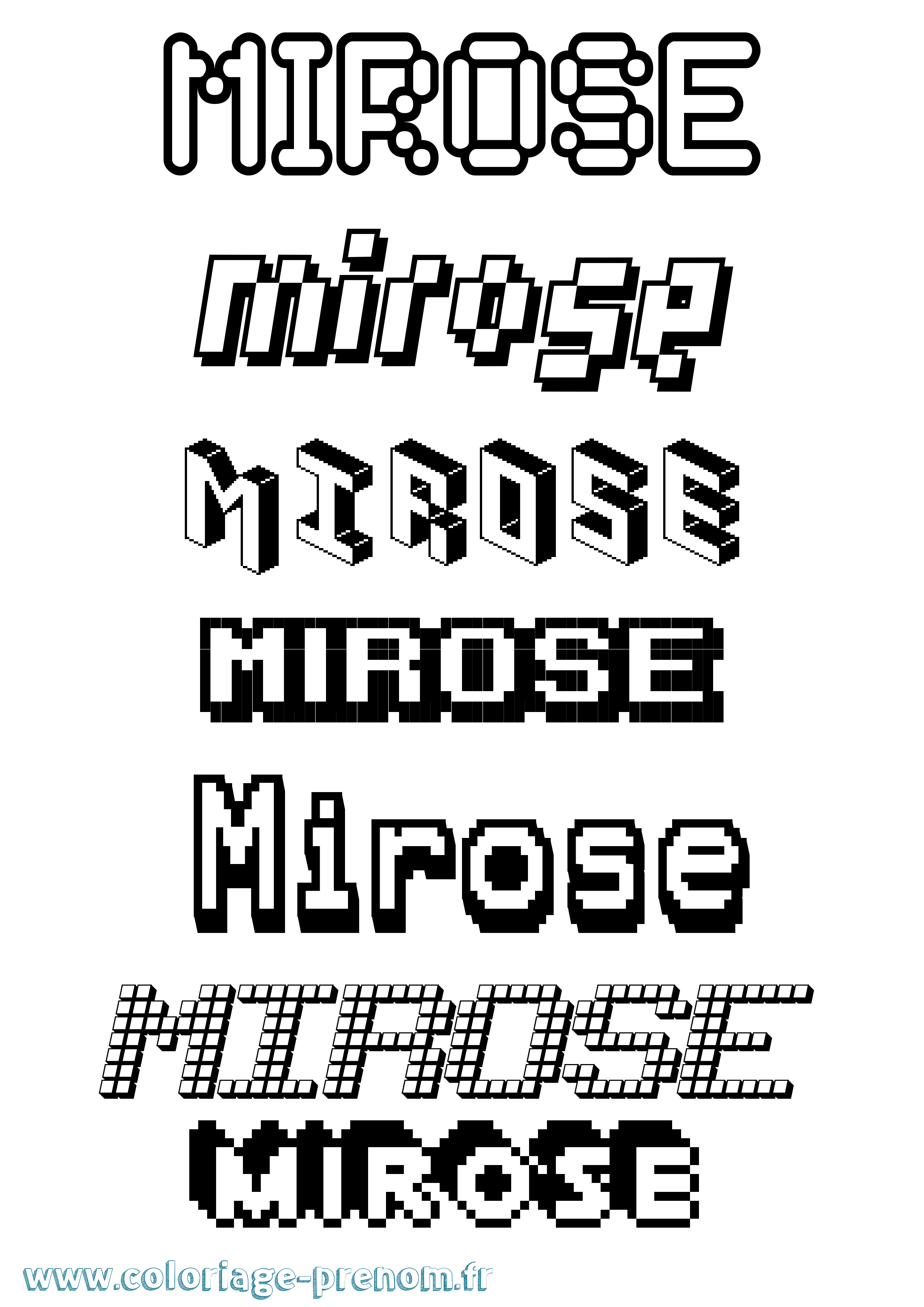 Coloriage Mirose Pixel Coloriage prénom Mirose Pixel