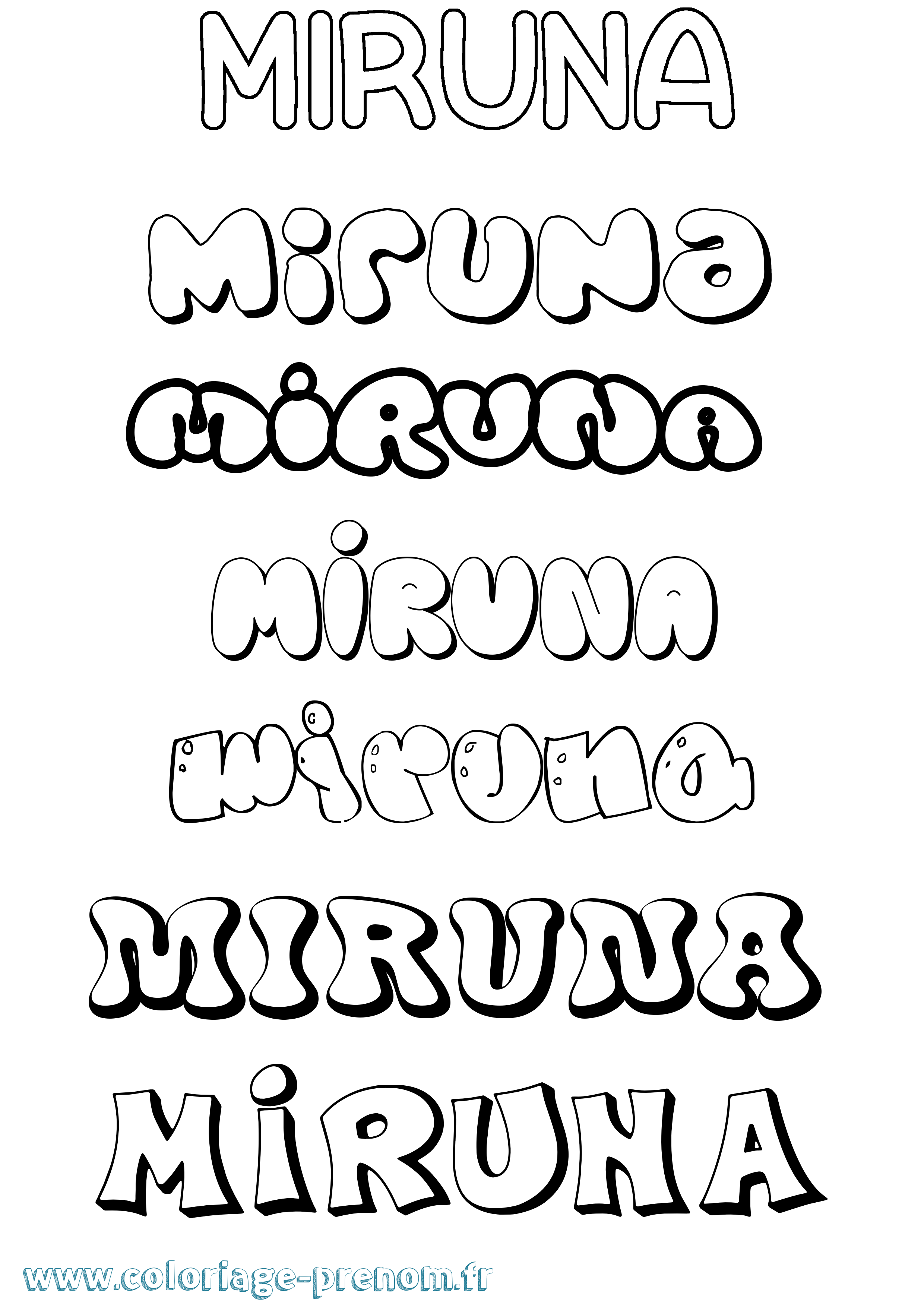 Coloriage Miruna Bubble Coloriage prénom Miruna Bubble