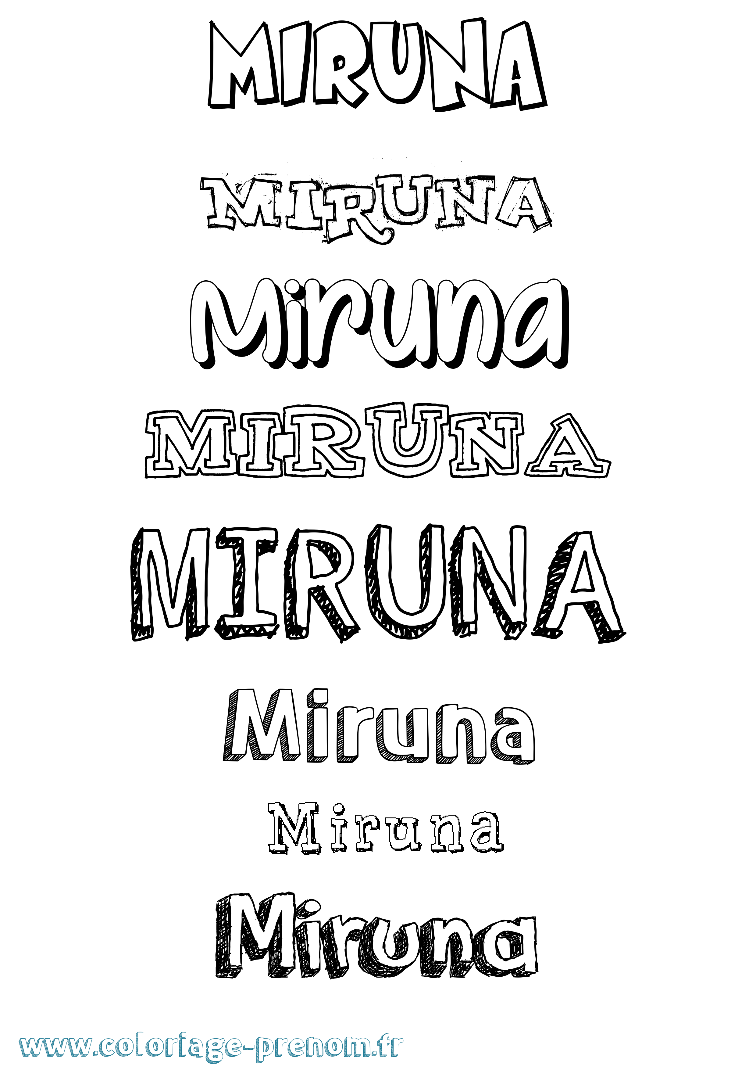 Coloriage Miruna Dessiné Coloriage prénom Miruna Dessiné