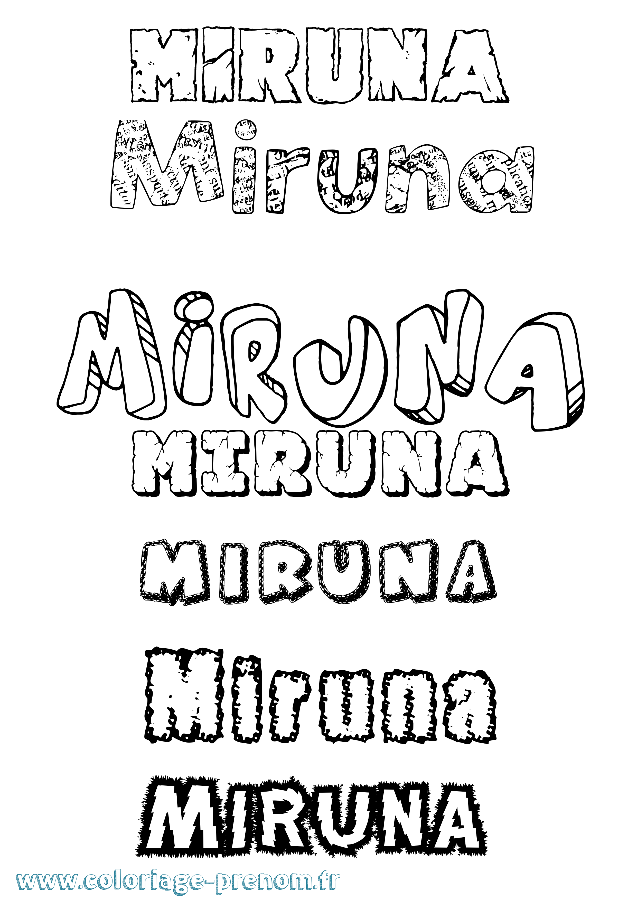 Coloriage Miruna Destructuré Coloriage prénom Miruna Destructuré