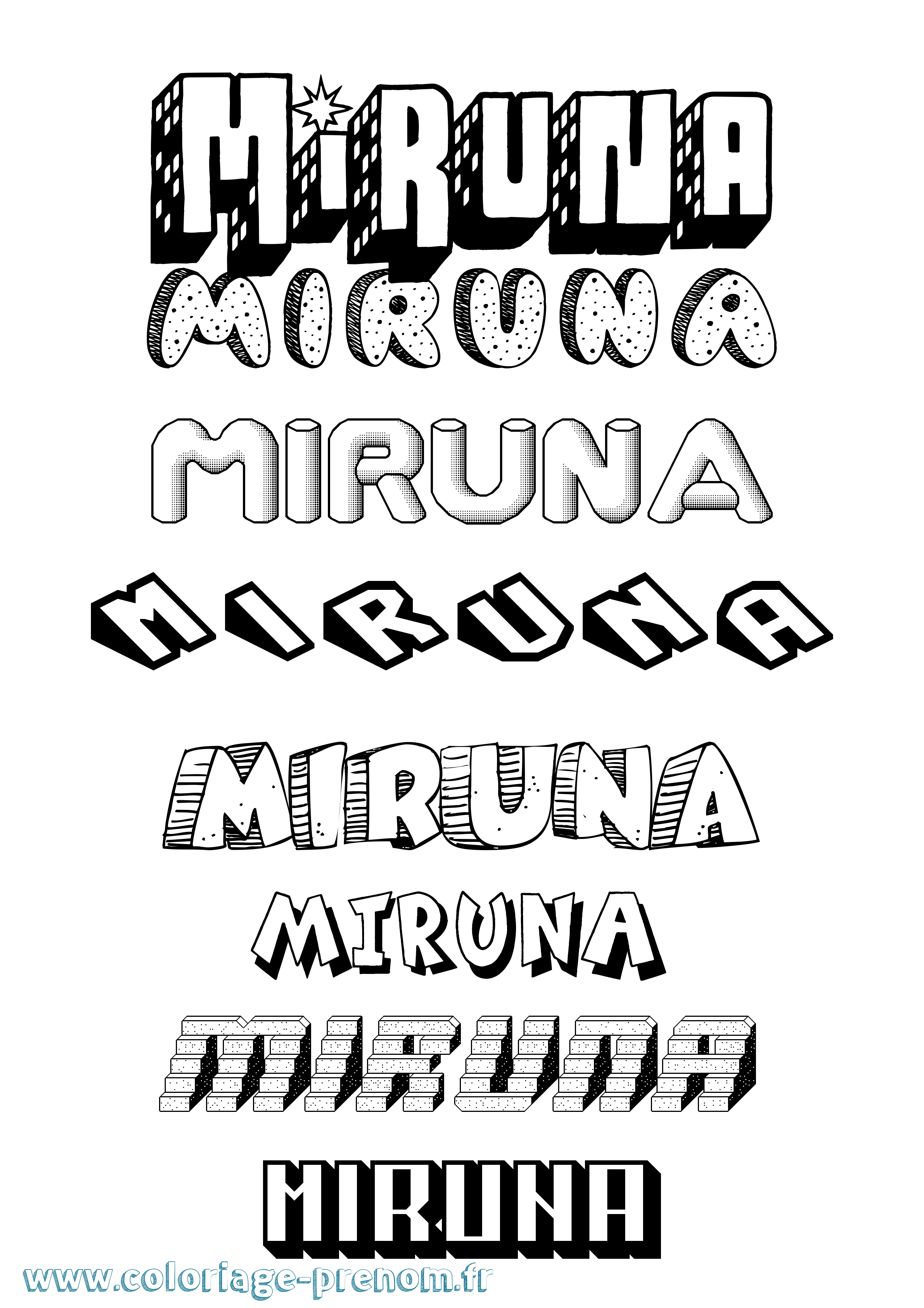 Coloriage Miruna Effet 3D Coloriage prénom Miruna Effet 3D