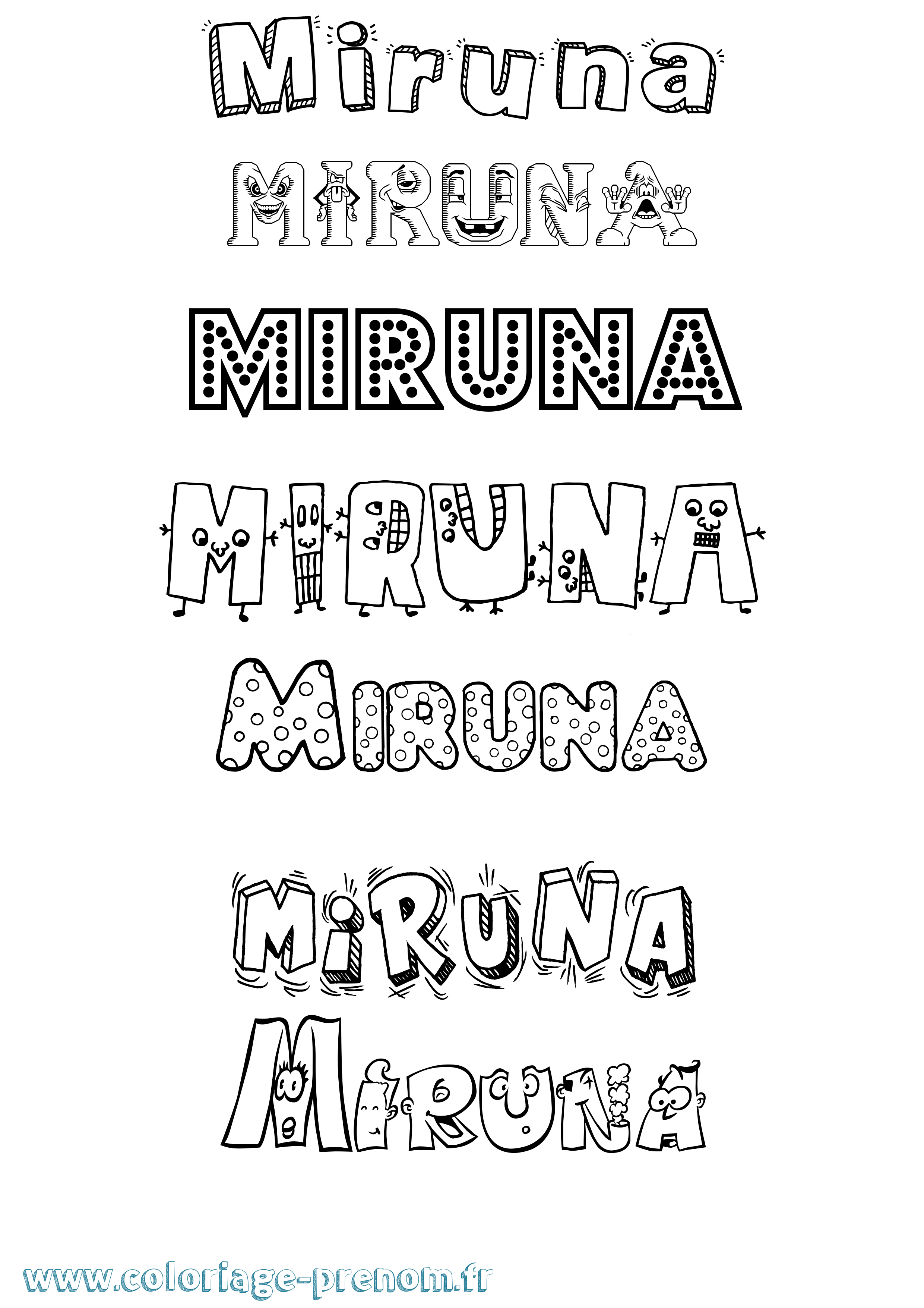 Coloriage Miruna Fun Coloriage prénom Miruna Fun