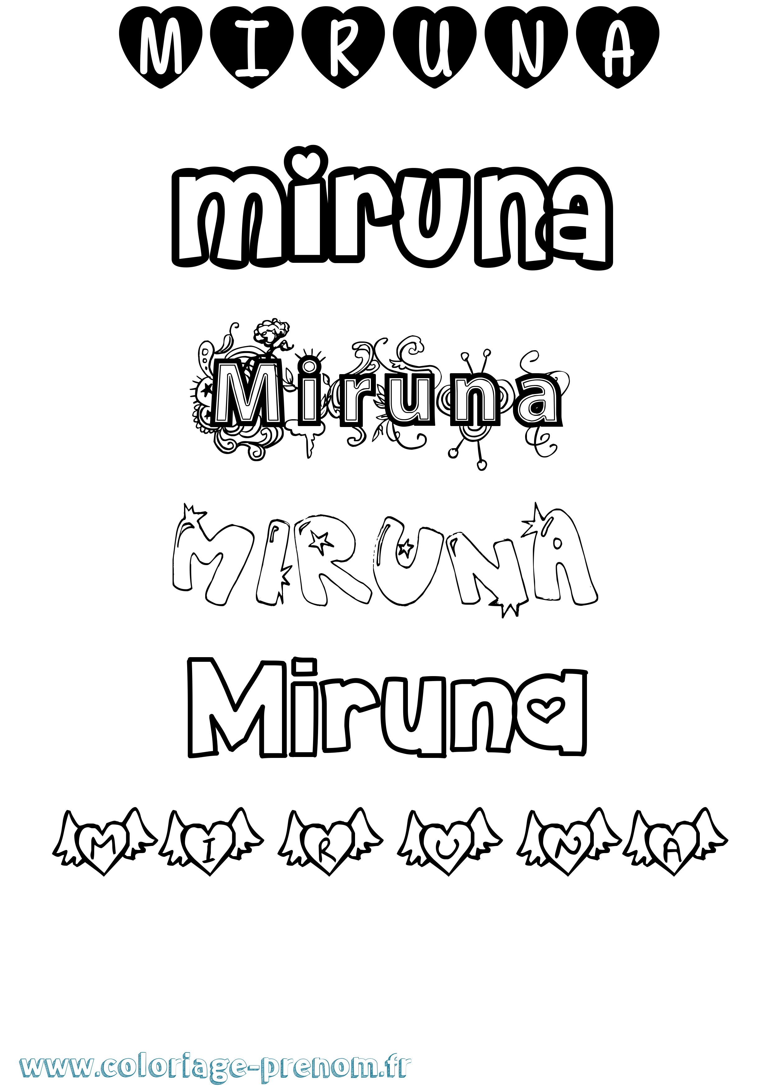 Coloriage Miruna Girly Coloriage prénom Miruna Girly