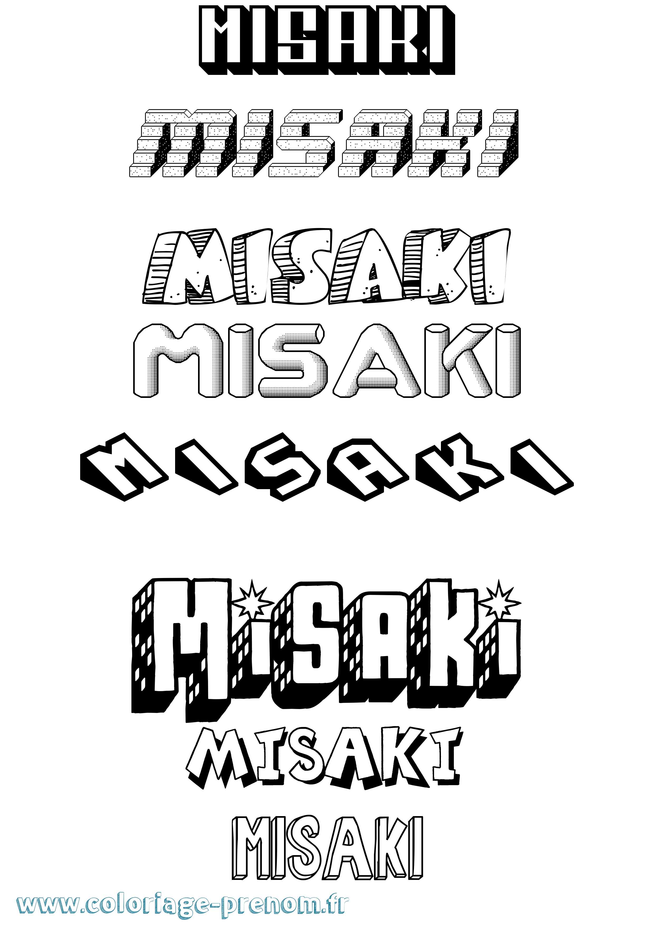 Coloriage Misaki Effet 3D Coloriage prénom Misaki Effet 3D