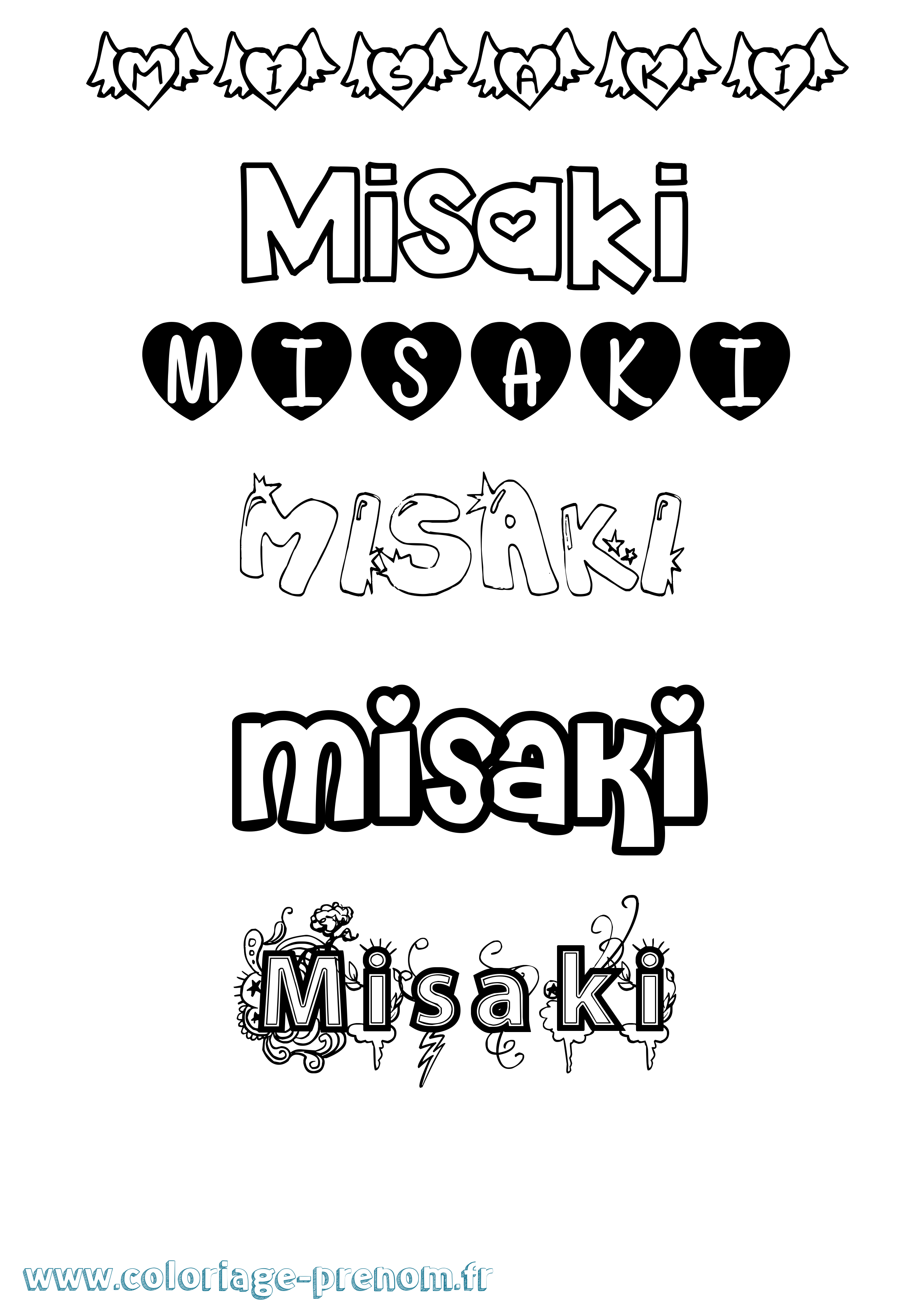 Coloriage Misaki Girly Coloriage prénom Misaki Girly