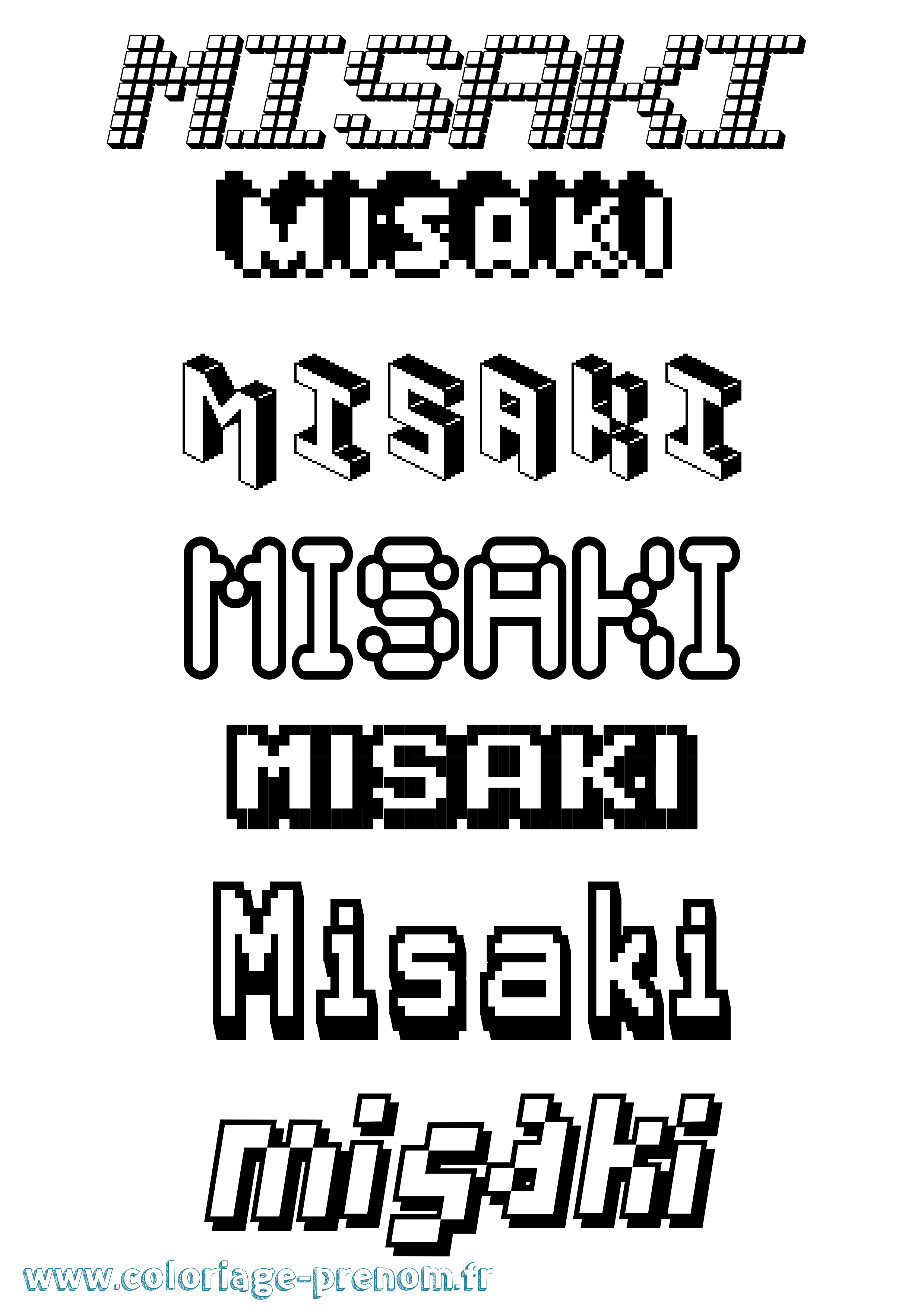 Coloriage Misaki Pixel Coloriage prénom Misaki Pixel