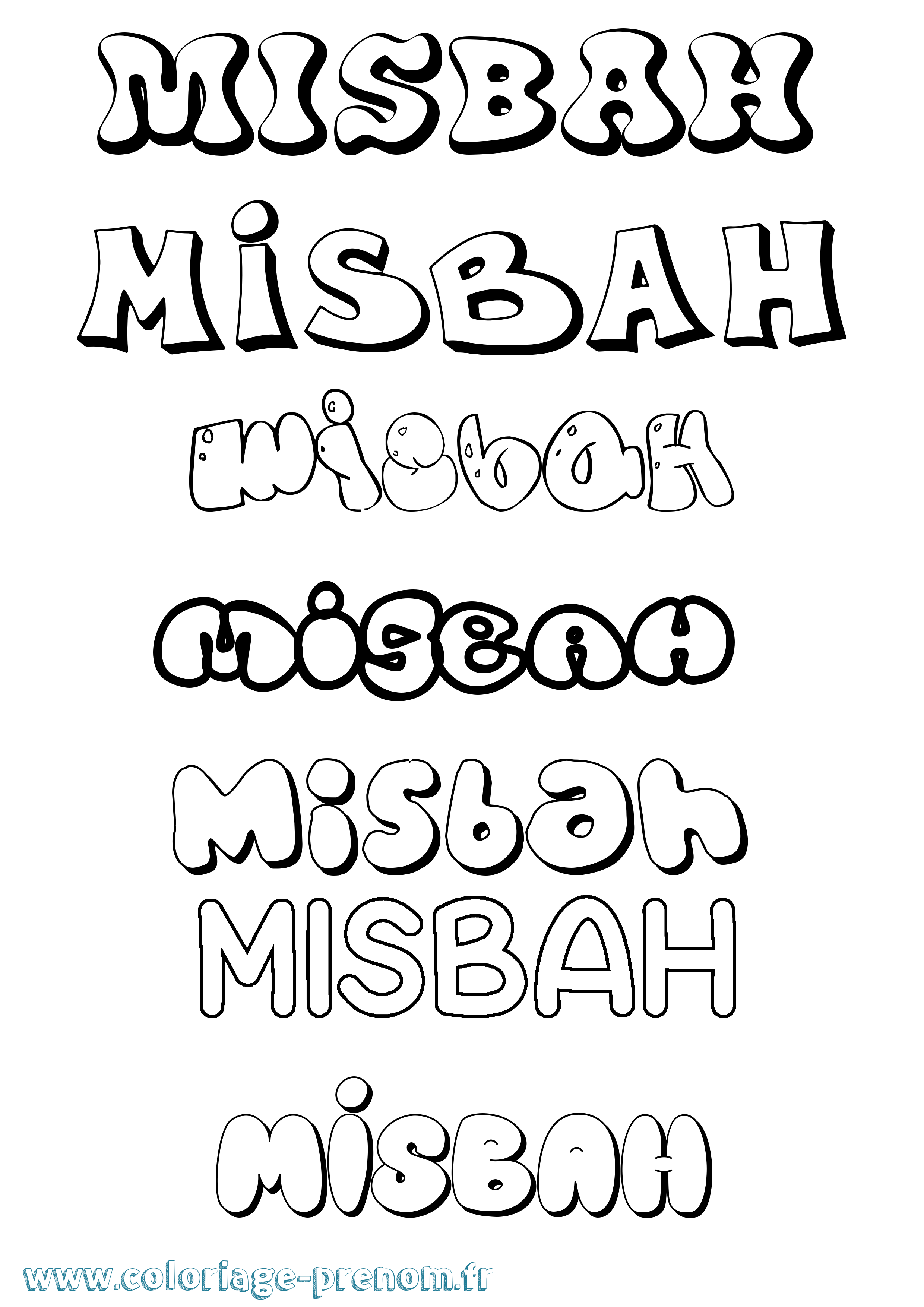 Coloriage Misbah Bubble Coloriage prénom Misbah Bubble