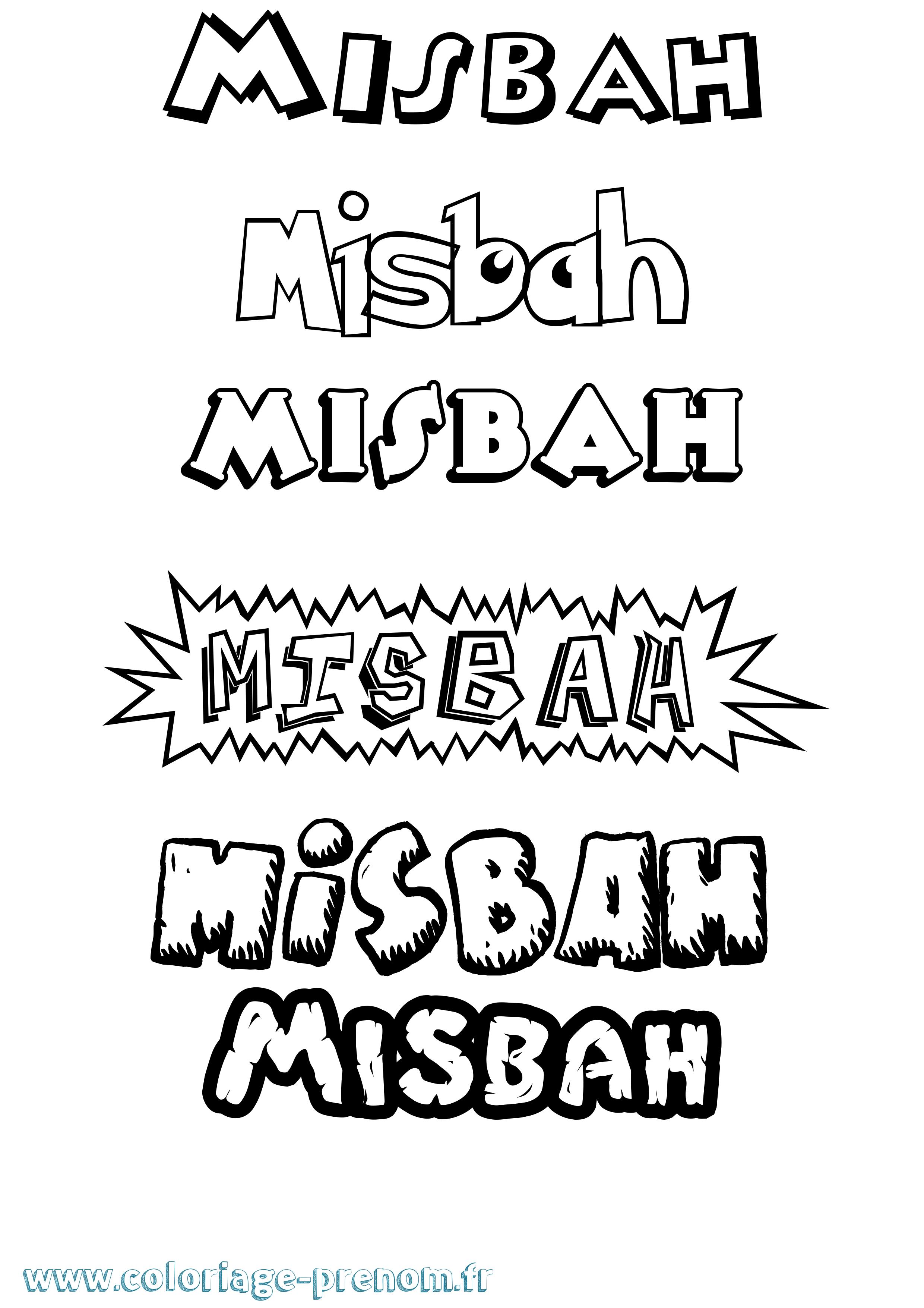 Coloriage Misbah Dessin Animé Coloriage prénom Misbah Dessin Animé