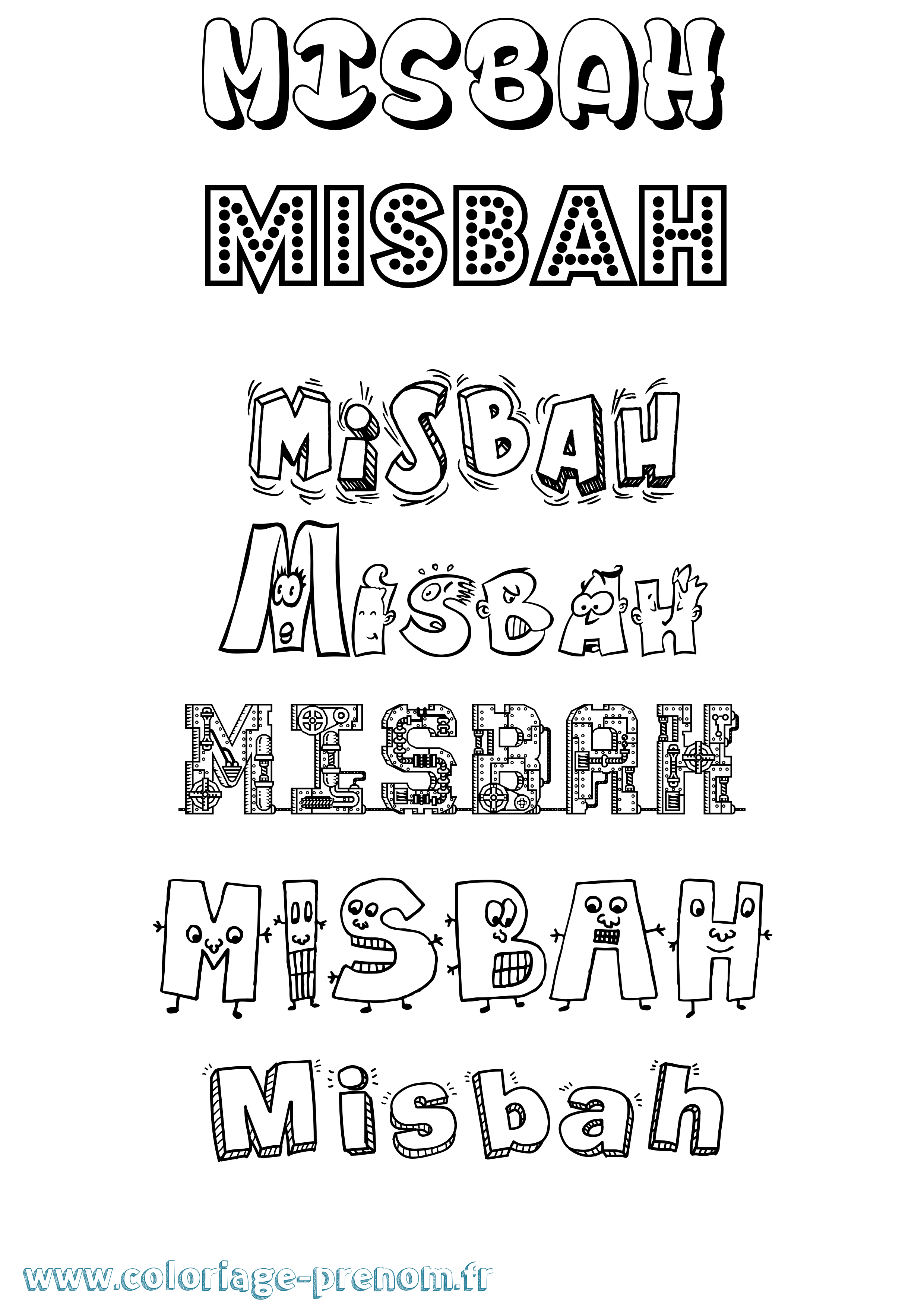 Coloriage Misbah Fun Coloriage prénom Misbah Fun