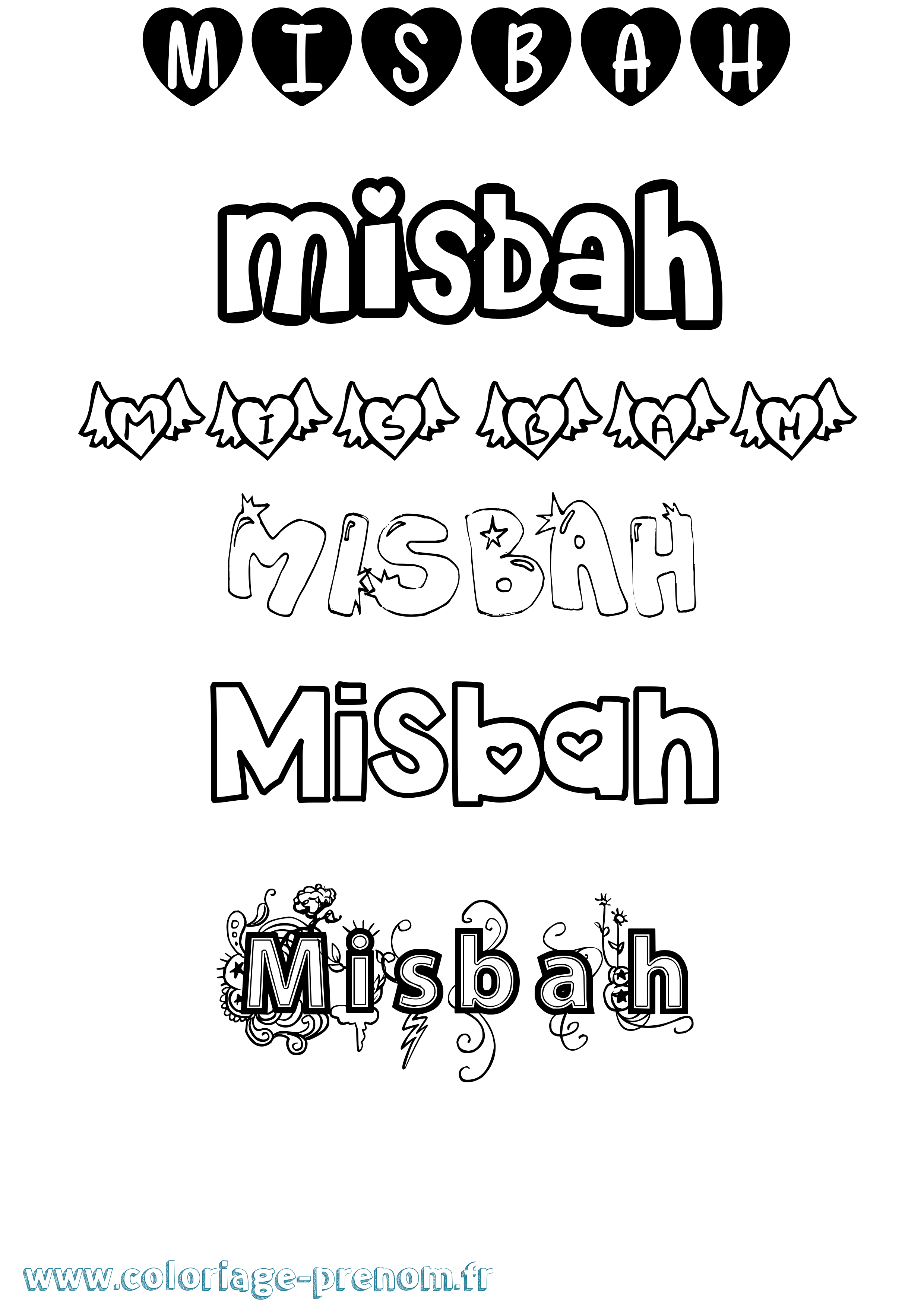 Coloriage Misbah Girly Coloriage prénom Misbah Girly