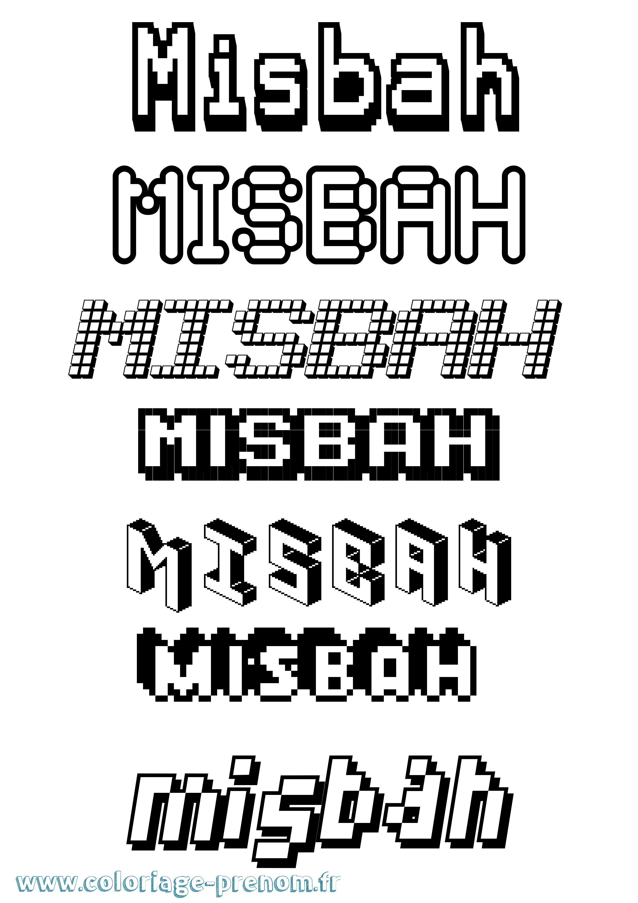 Coloriage Misbah Pixel Coloriage prénom Misbah Pixel