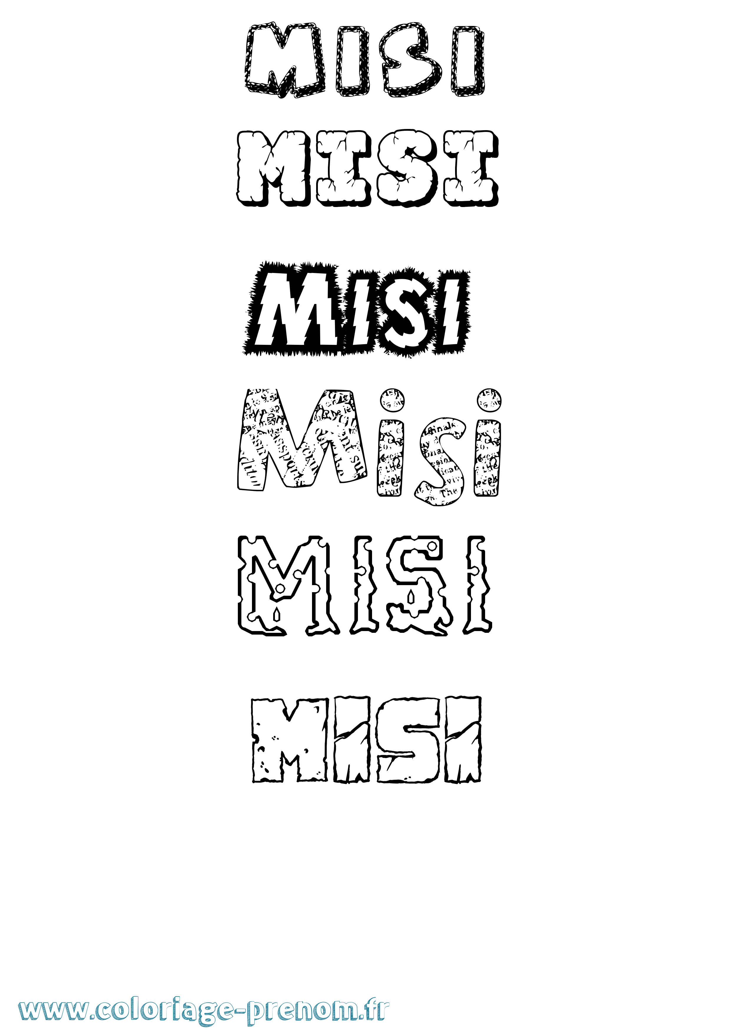 Coloriage Misi Destructuré Coloriage prénom Misi Destructuré
