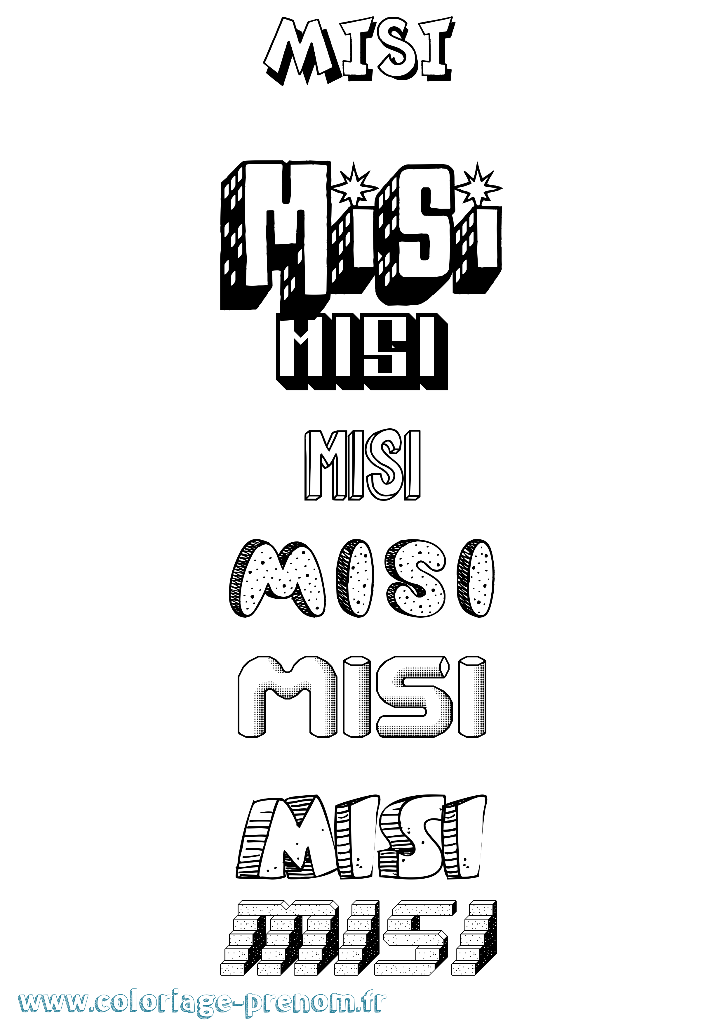 Coloriage Misi Effet 3D Coloriage prénom Misi Effet 3D