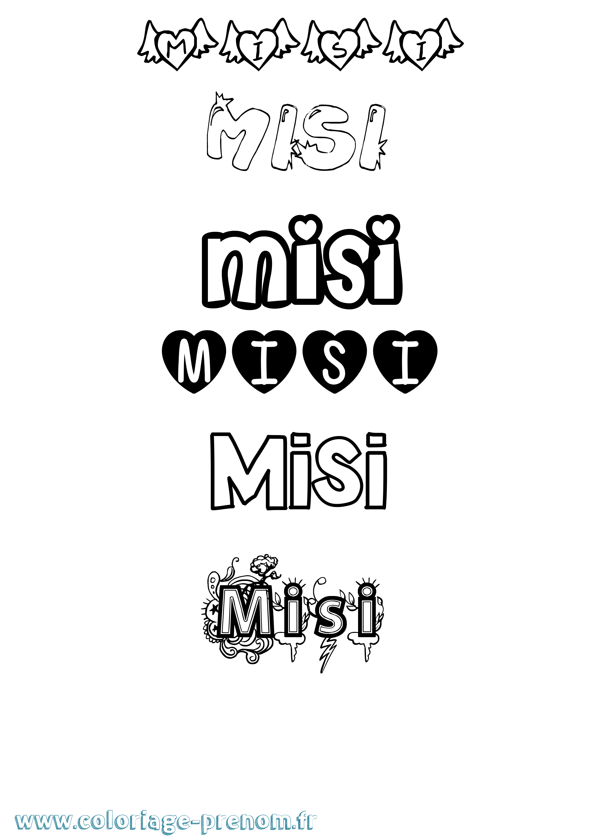 Coloriage Misi Girly Coloriage prénom Misi Girly