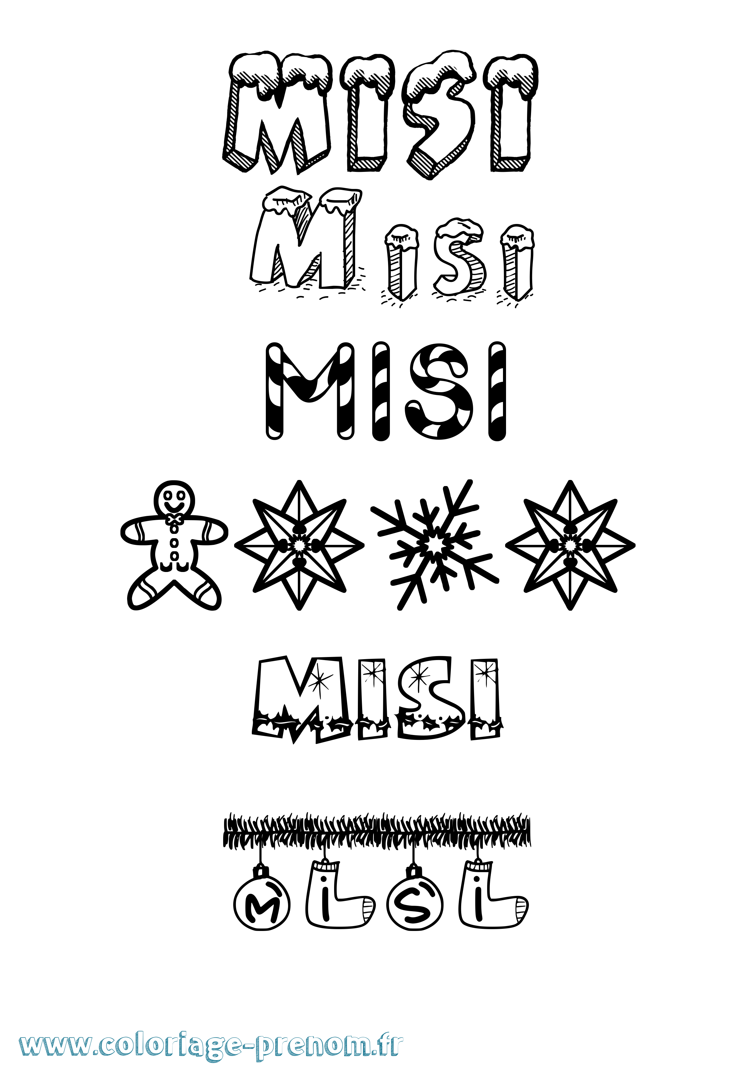 Coloriage Misi Noël Coloriage prénom Misi Noël