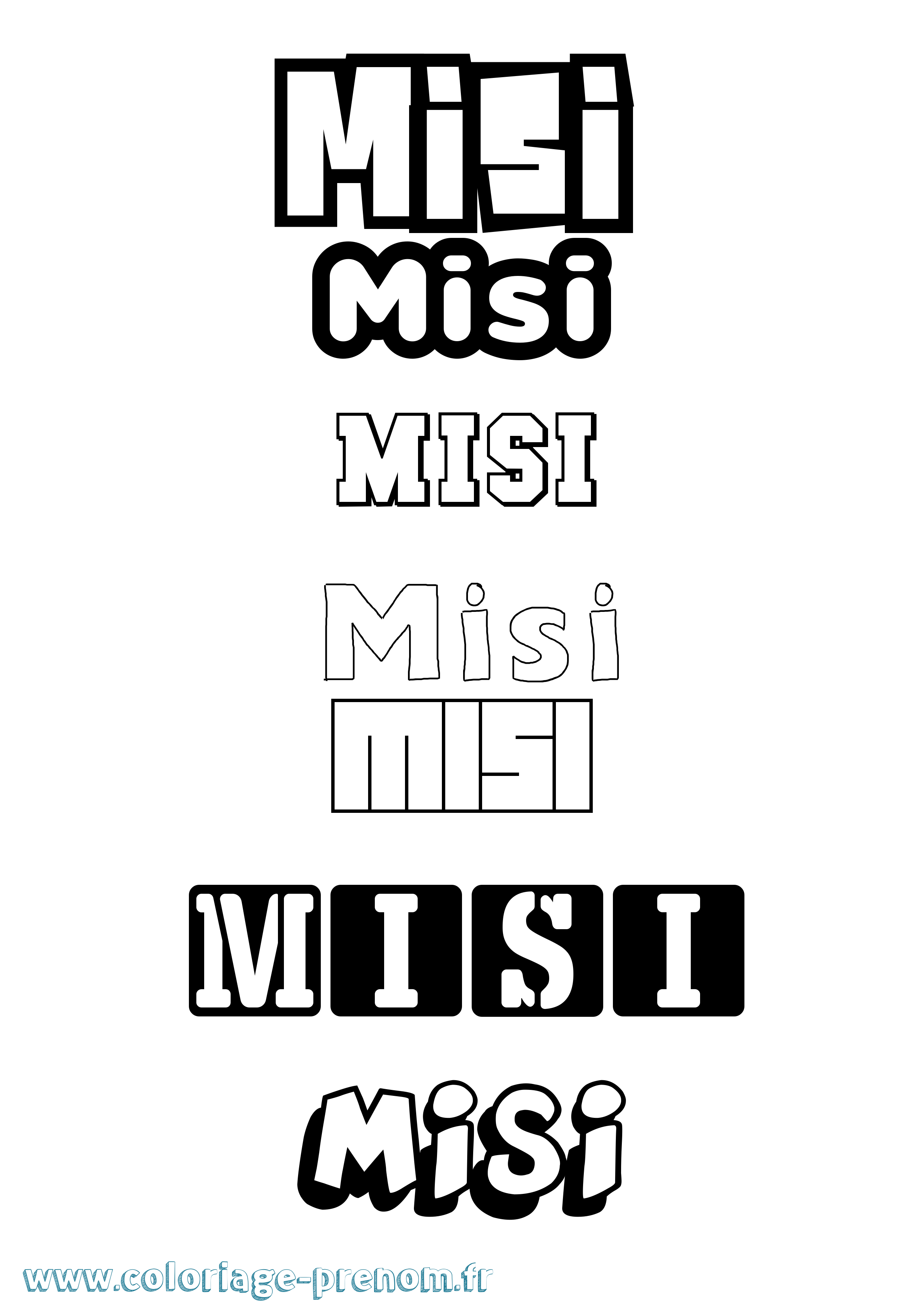 Coloriage Misi Simple Coloriage prénom Misi Simple