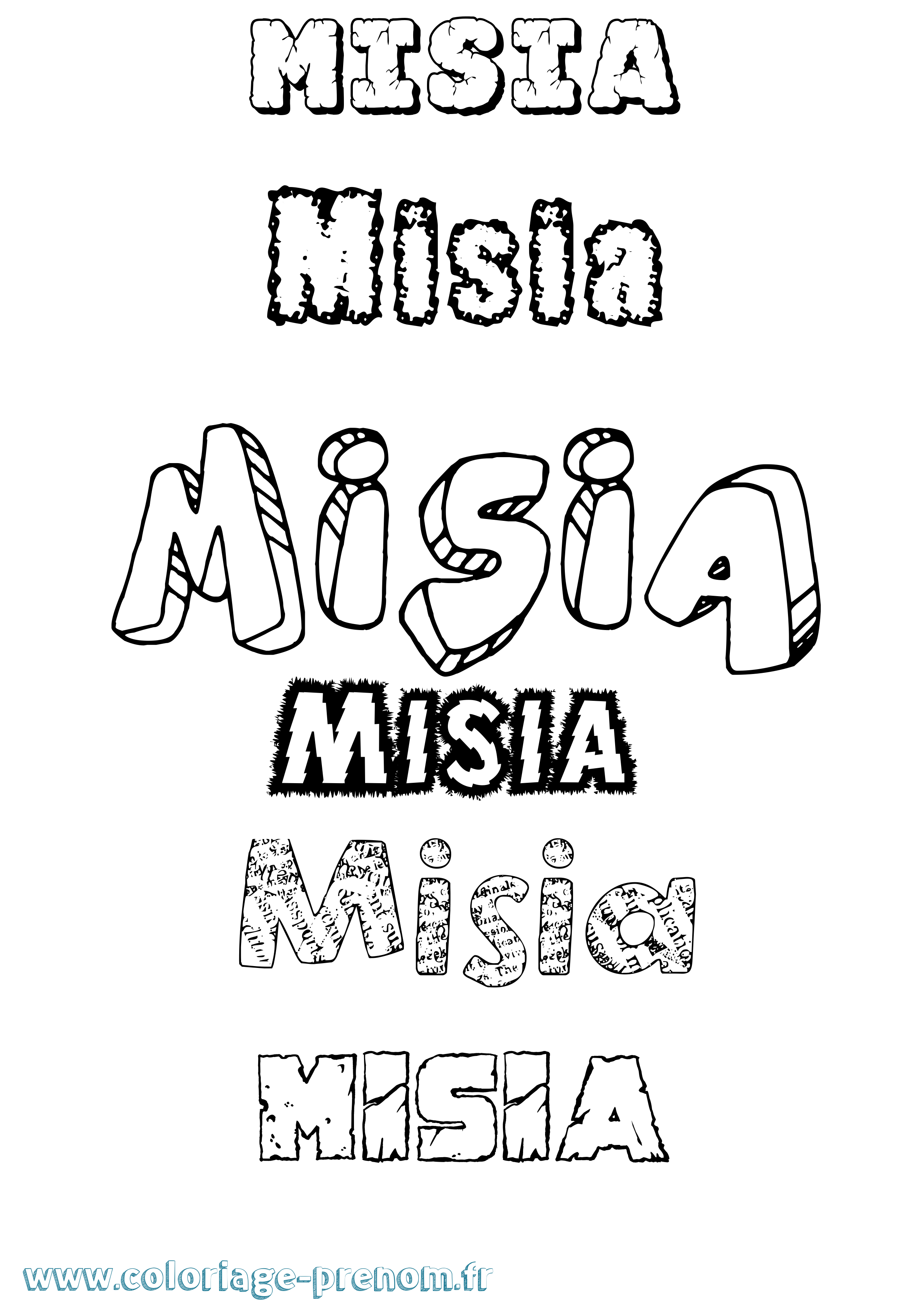 Coloriage Misia Destructuré Coloriage prénom Misia Destructuré