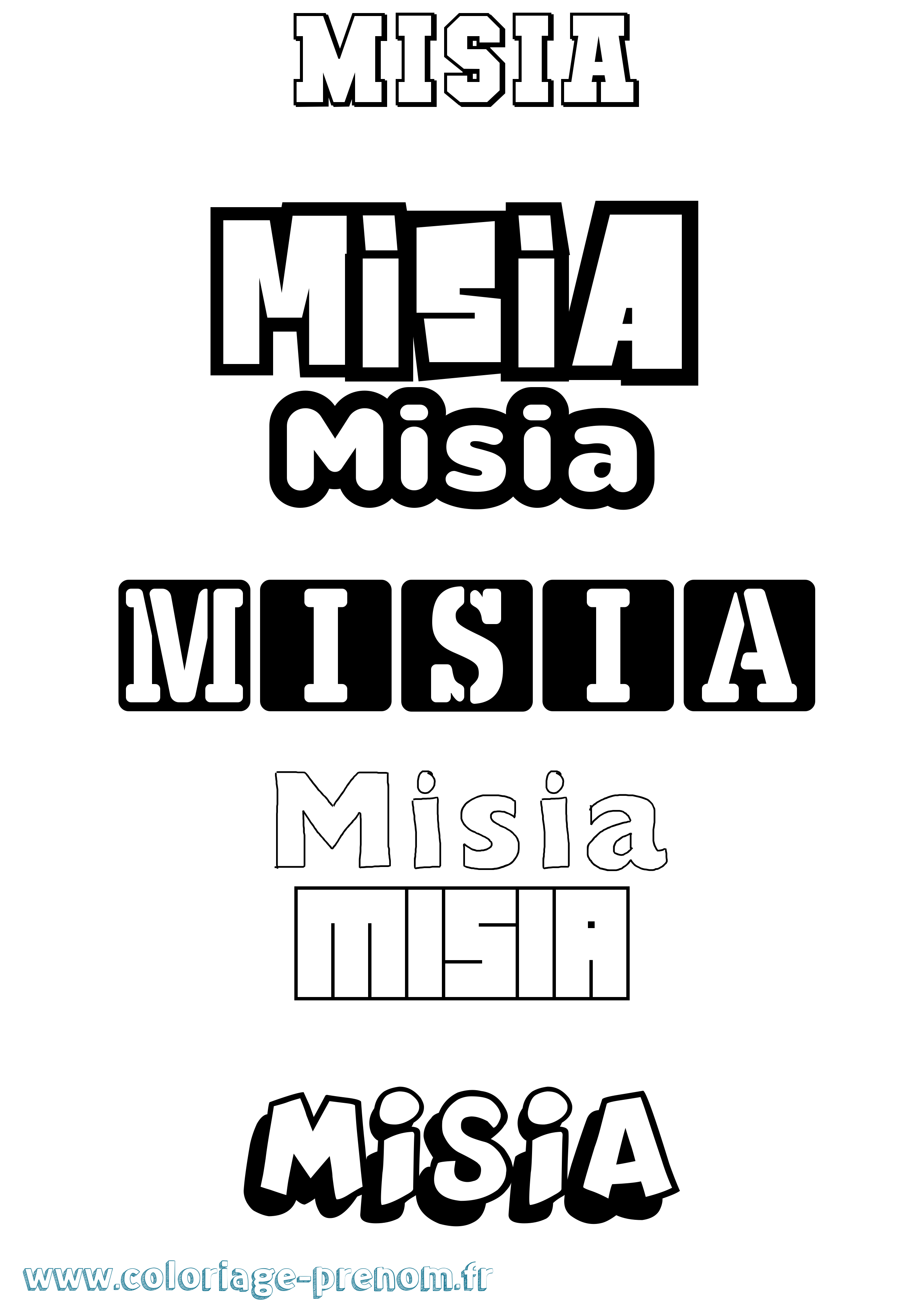 Coloriage Misia Simple Coloriage prénom Misia Simple