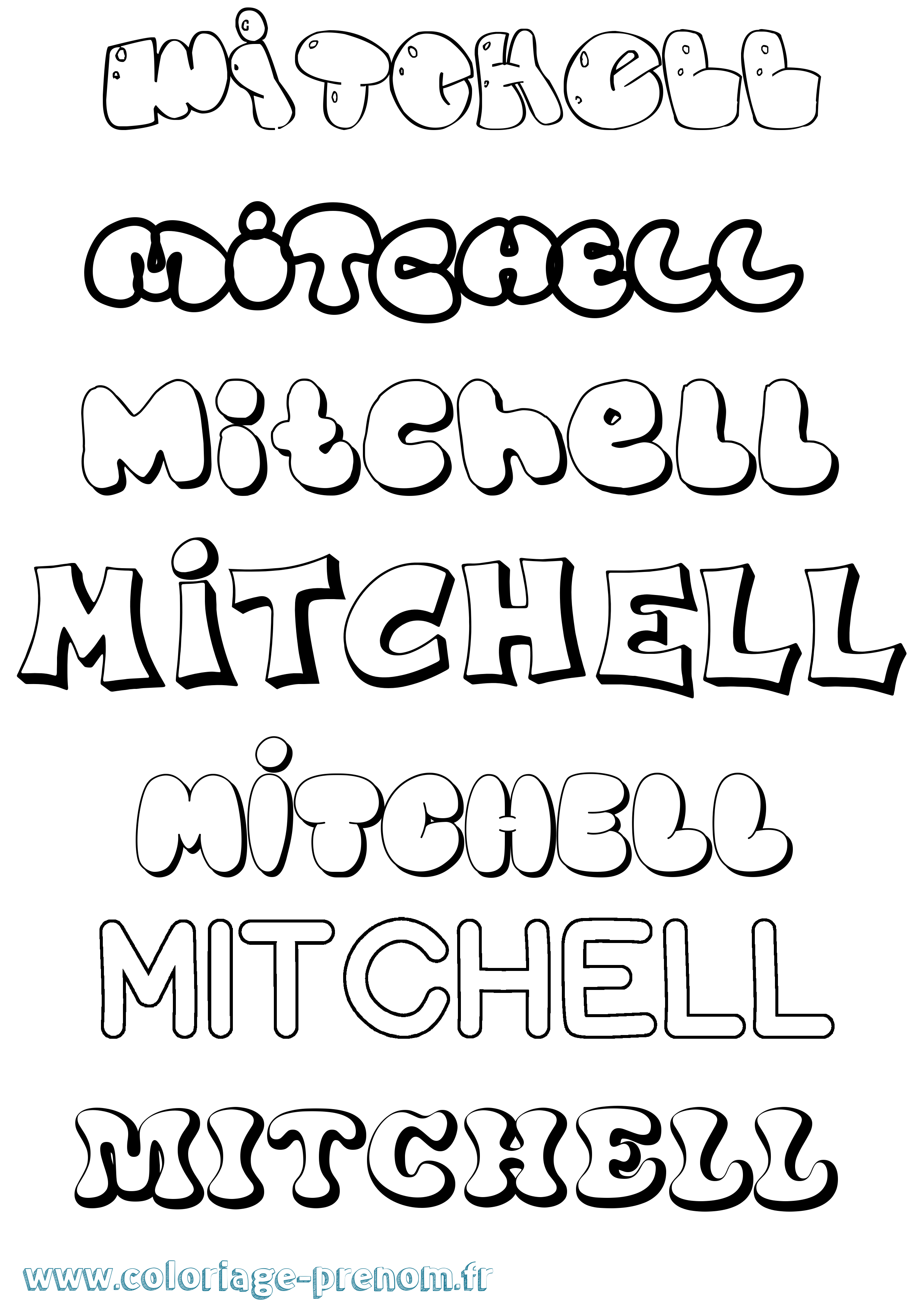 Coloriage Mitchell Bubble Coloriage prénom Mitchell Bubble