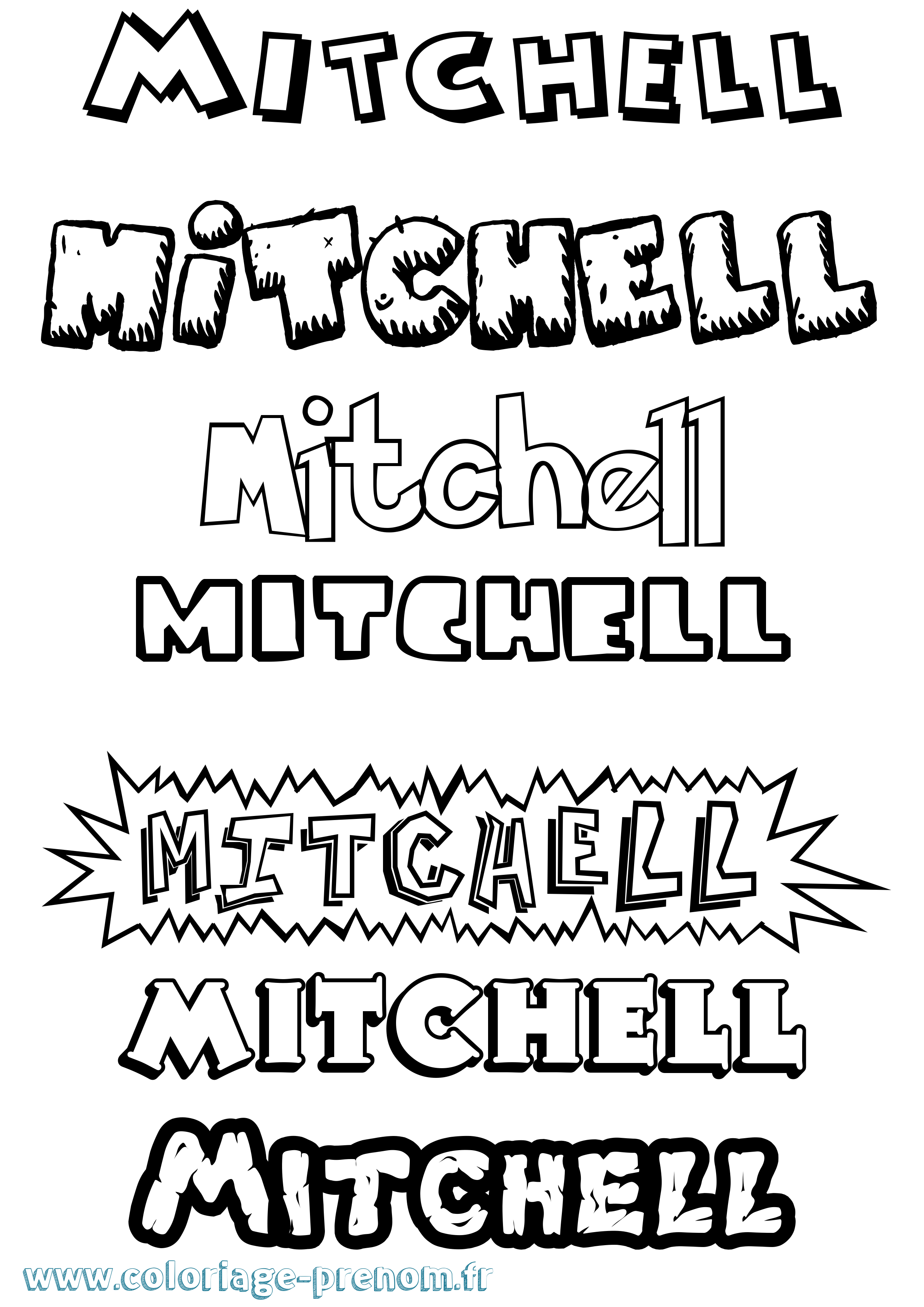 Coloriage Mitchell Dessin Animé Coloriage prénom Mitchell Dessin Animé