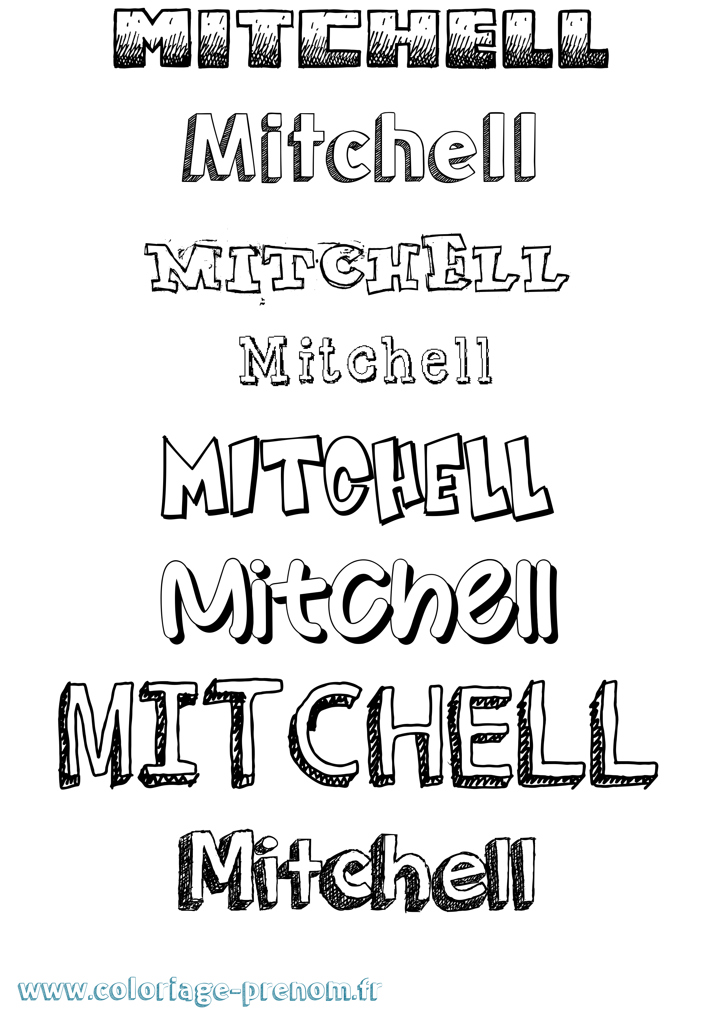 Coloriage Mitchell Dessiné Coloriage prénom Mitchell Dessiné