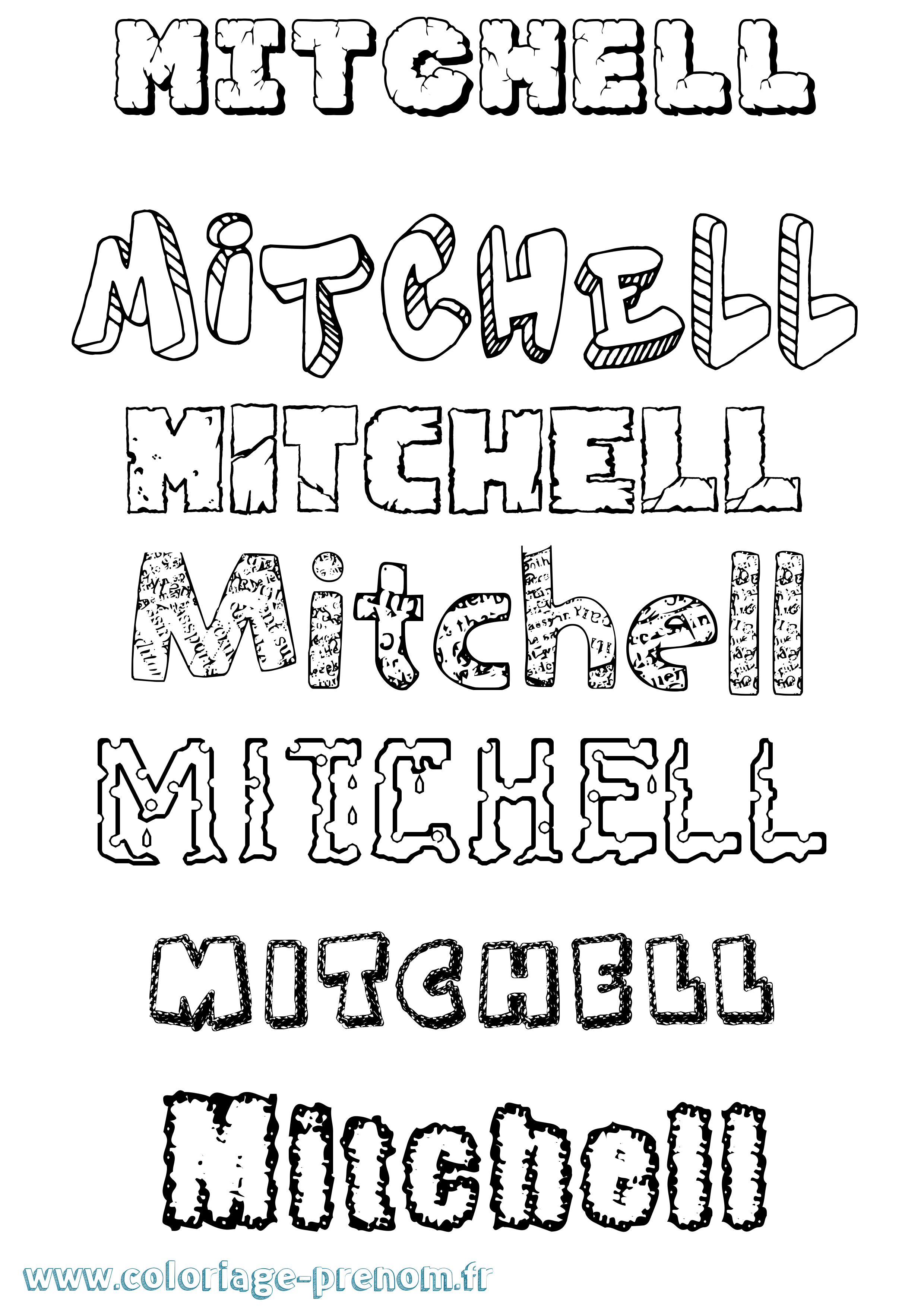 Coloriage Mitchell Destructuré Coloriage prénom Mitchell Destructuré