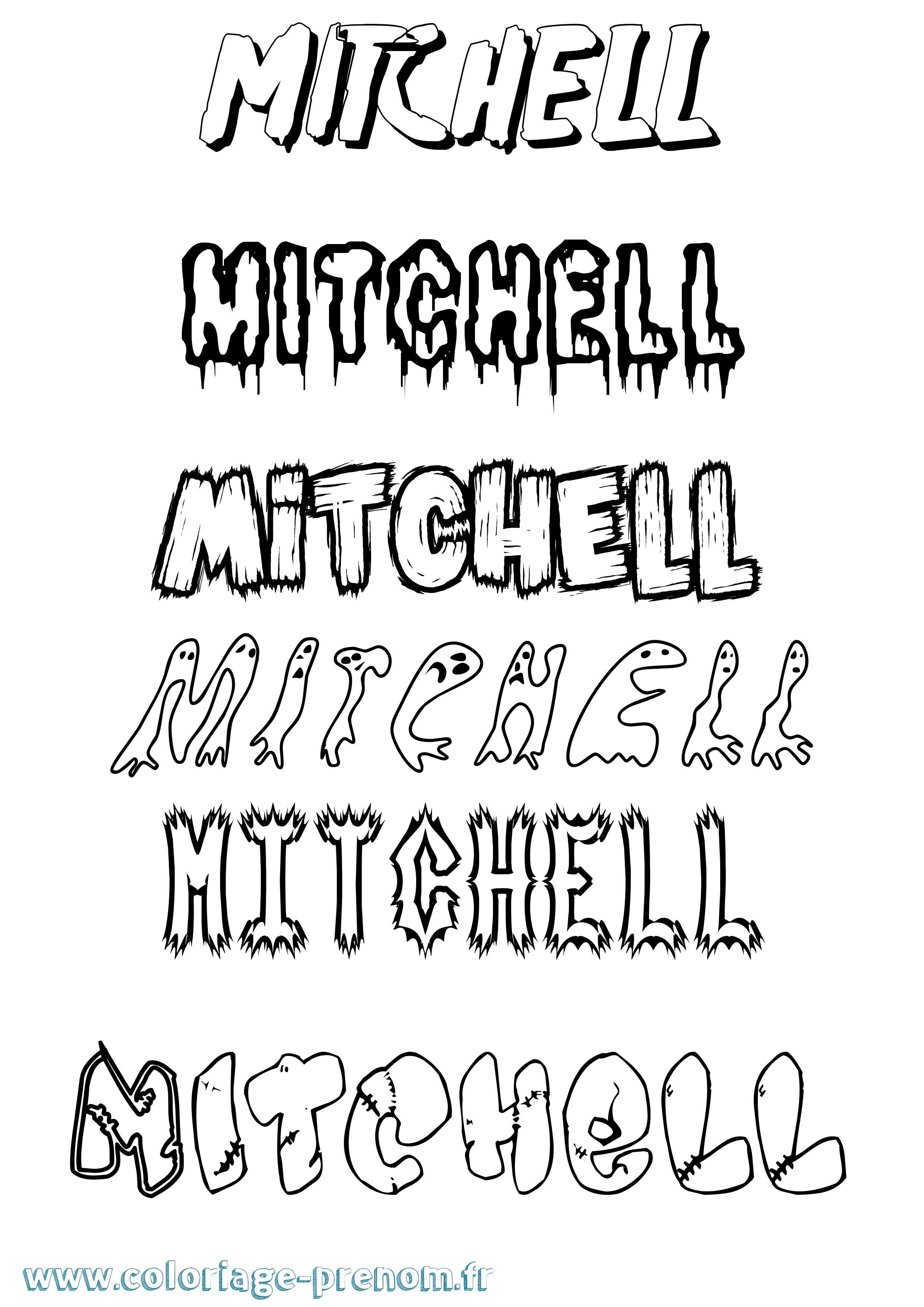 Coloriage Mitchell Frisson Coloriage prénom Mitchell Frisson