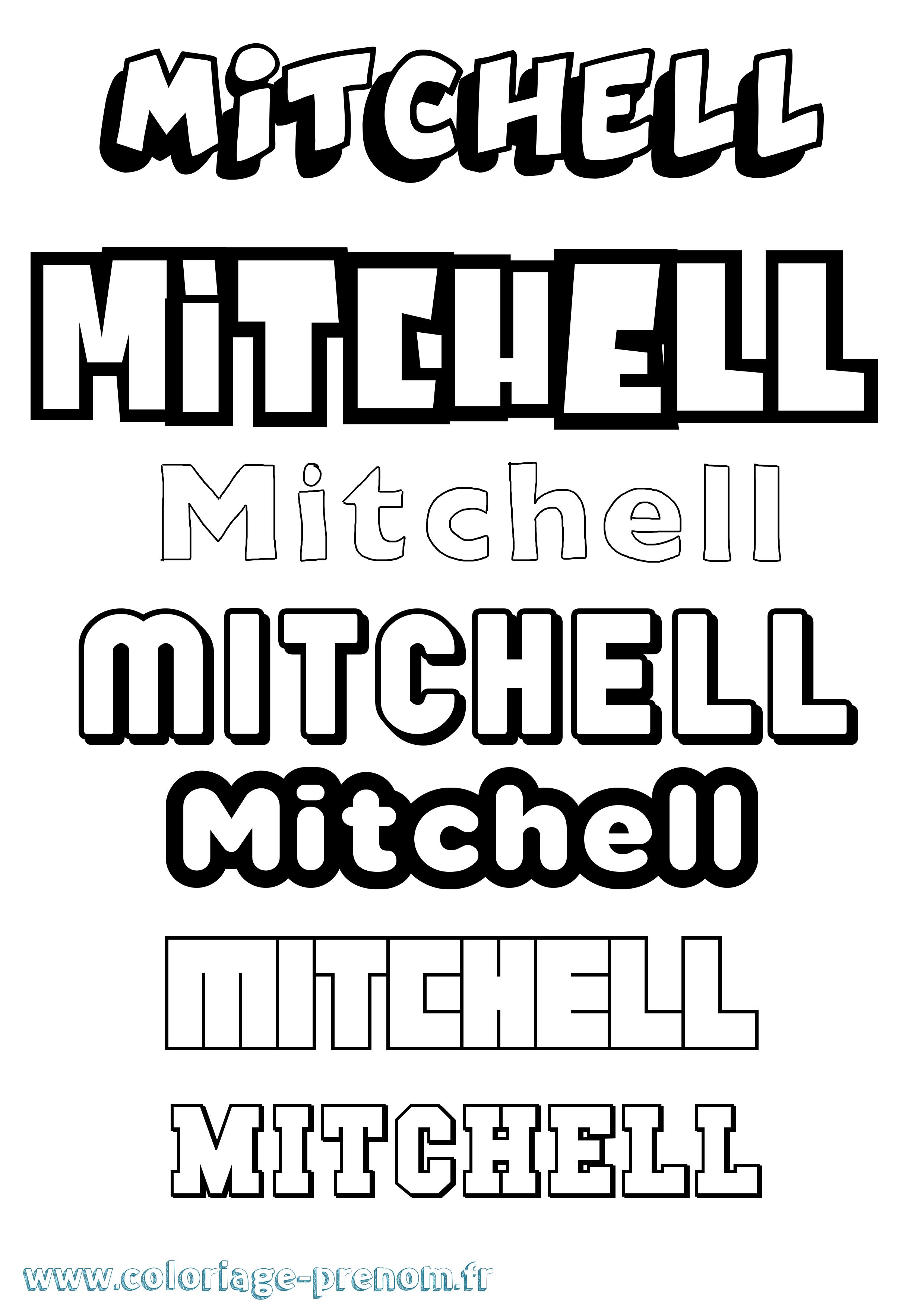 Coloriage Mitchell Simple Coloriage prénom Mitchell Simple
