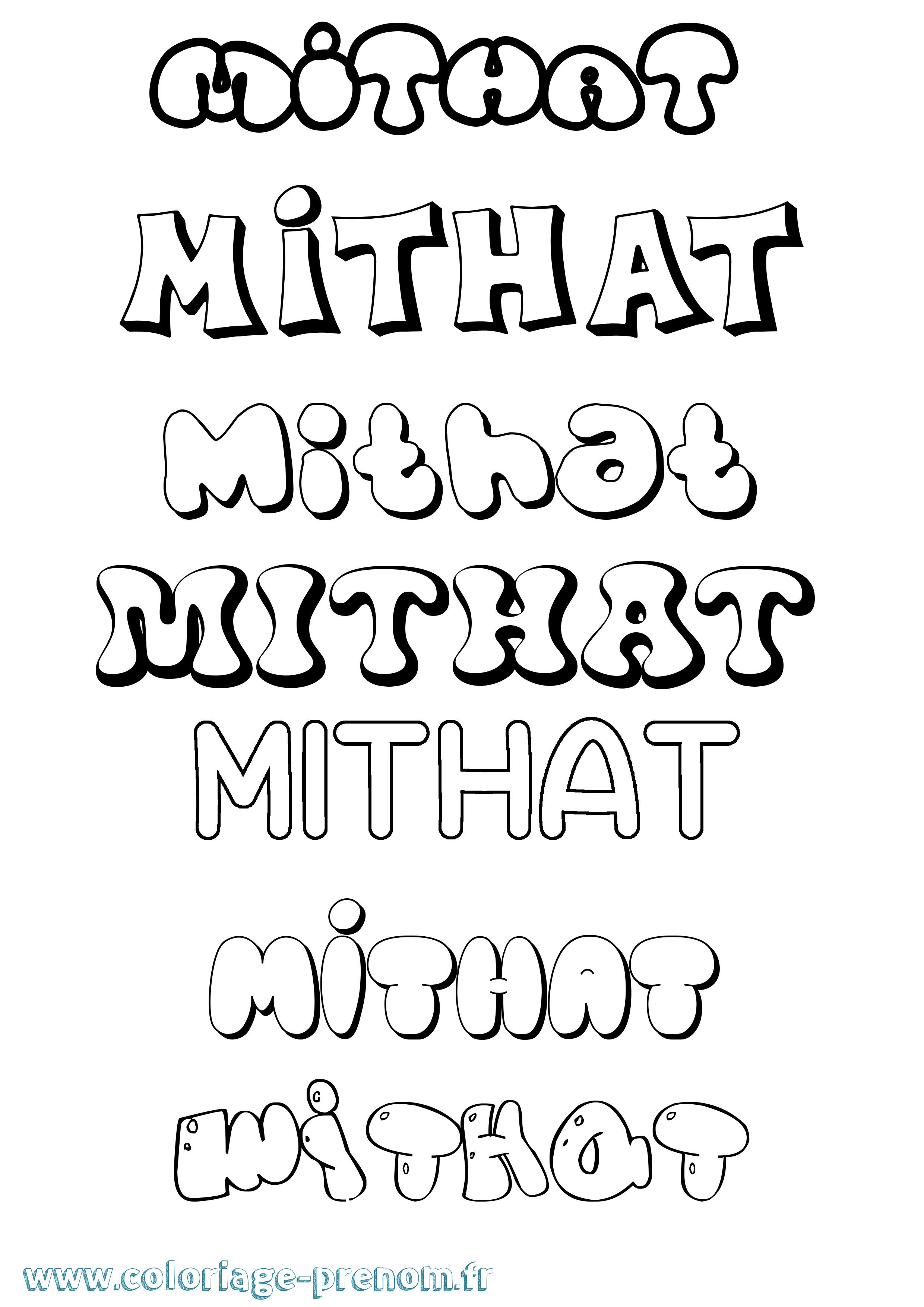Coloriage Mithat Bubble Coloriage prénom Mithat Bubble