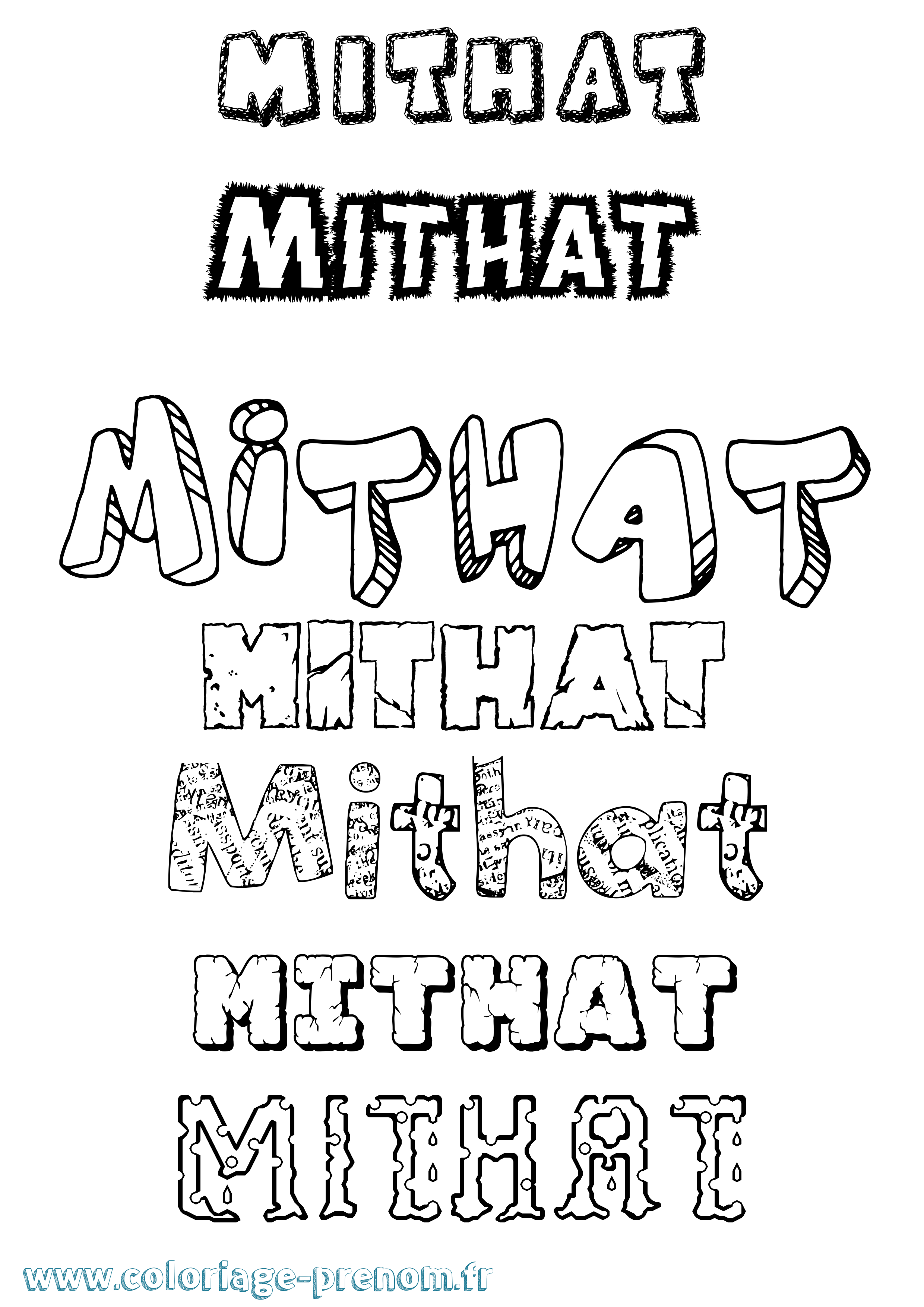 Coloriage Mithat Destructuré Coloriage prénom Mithat Destructuré