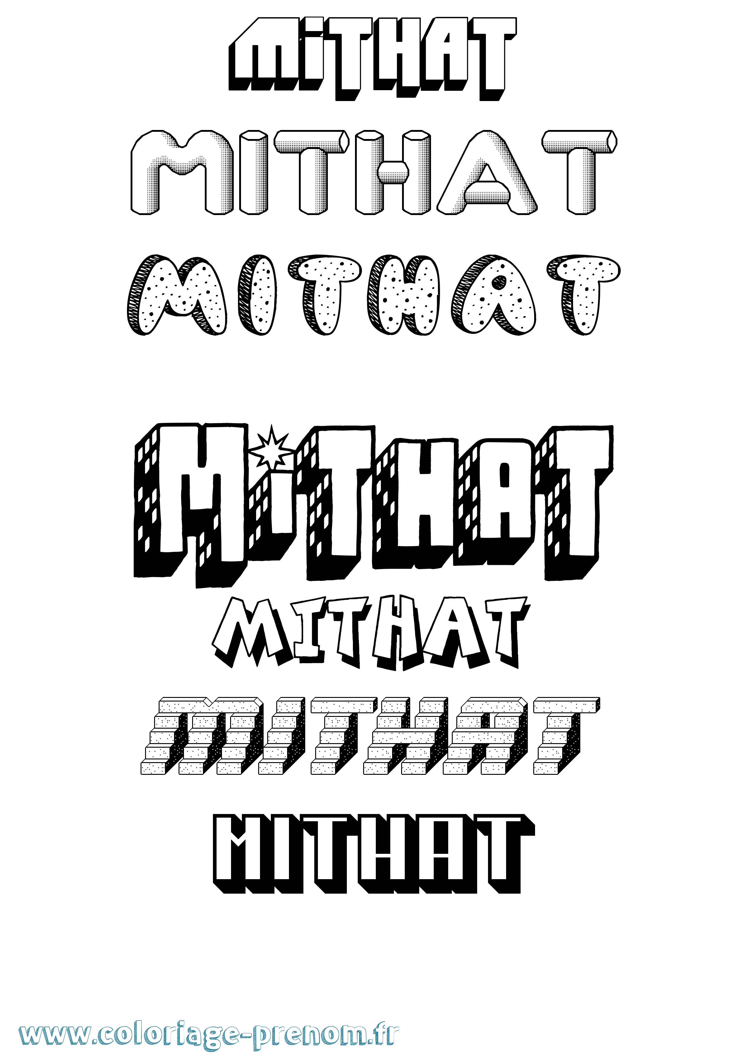 Coloriage Mithat Effet 3D Coloriage prénom Mithat Effet 3D