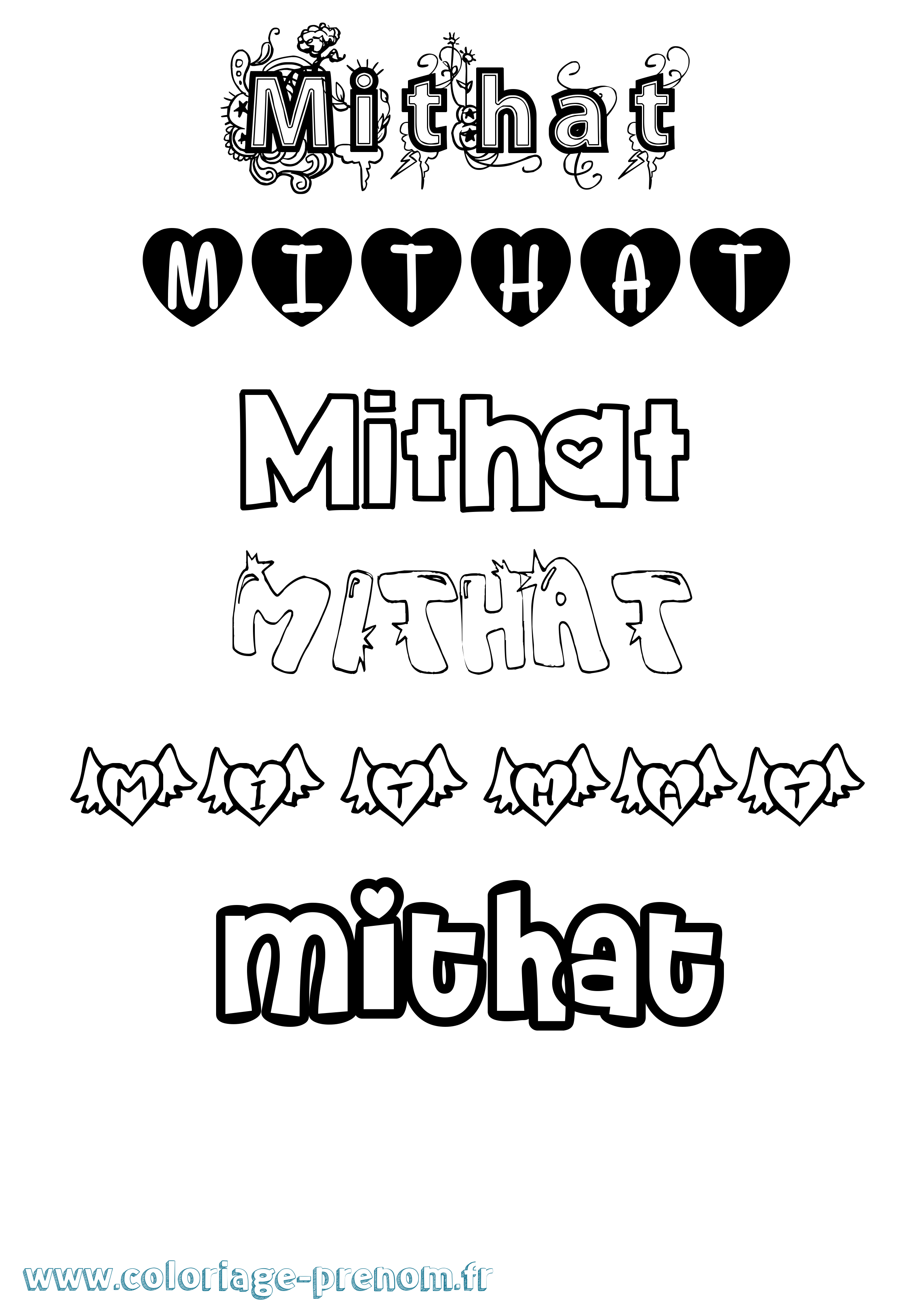 Coloriage Mithat Girly Coloriage prénom Mithat Girly