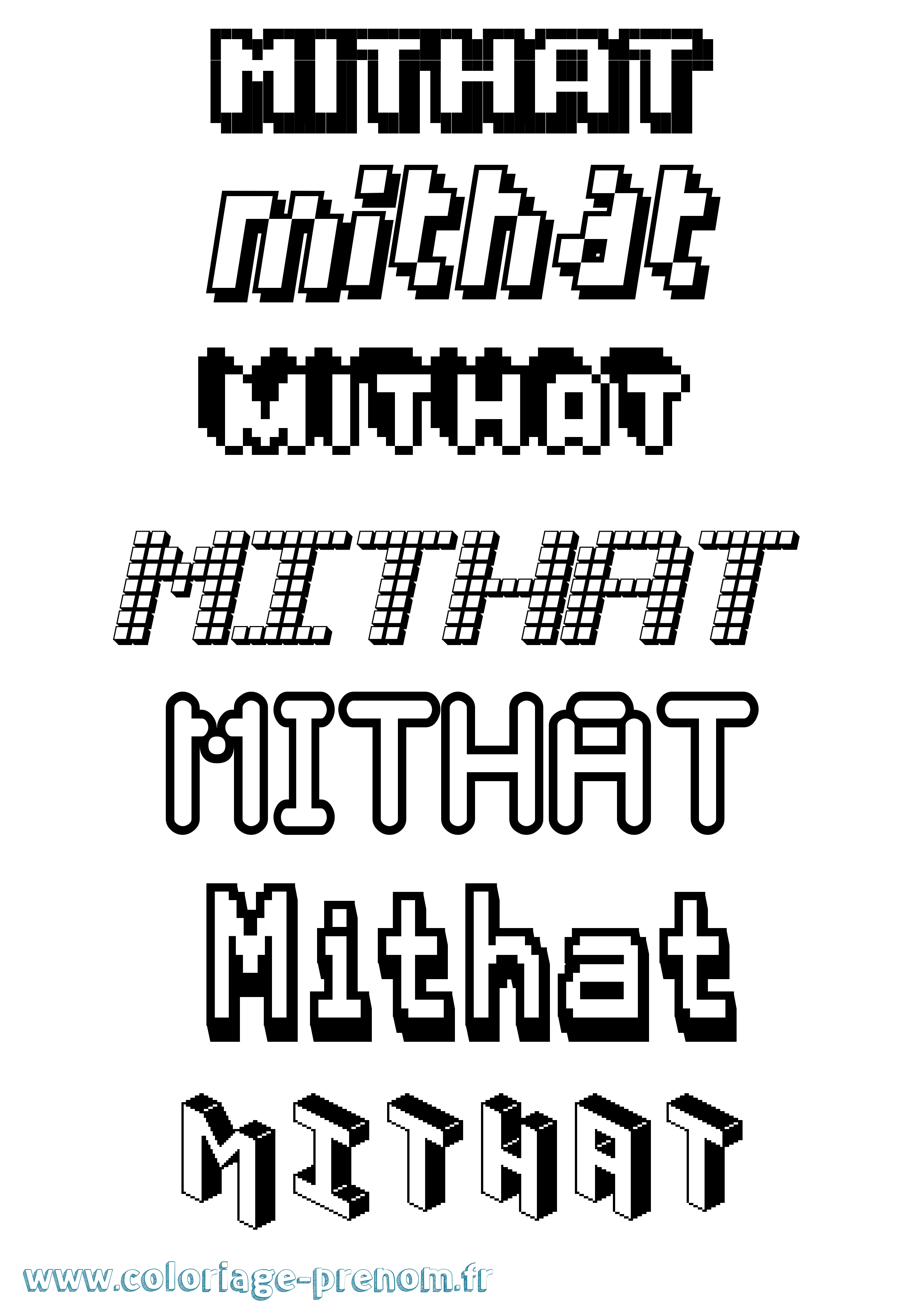 Coloriage Mithat Pixel Coloriage prénom Mithat Pixel