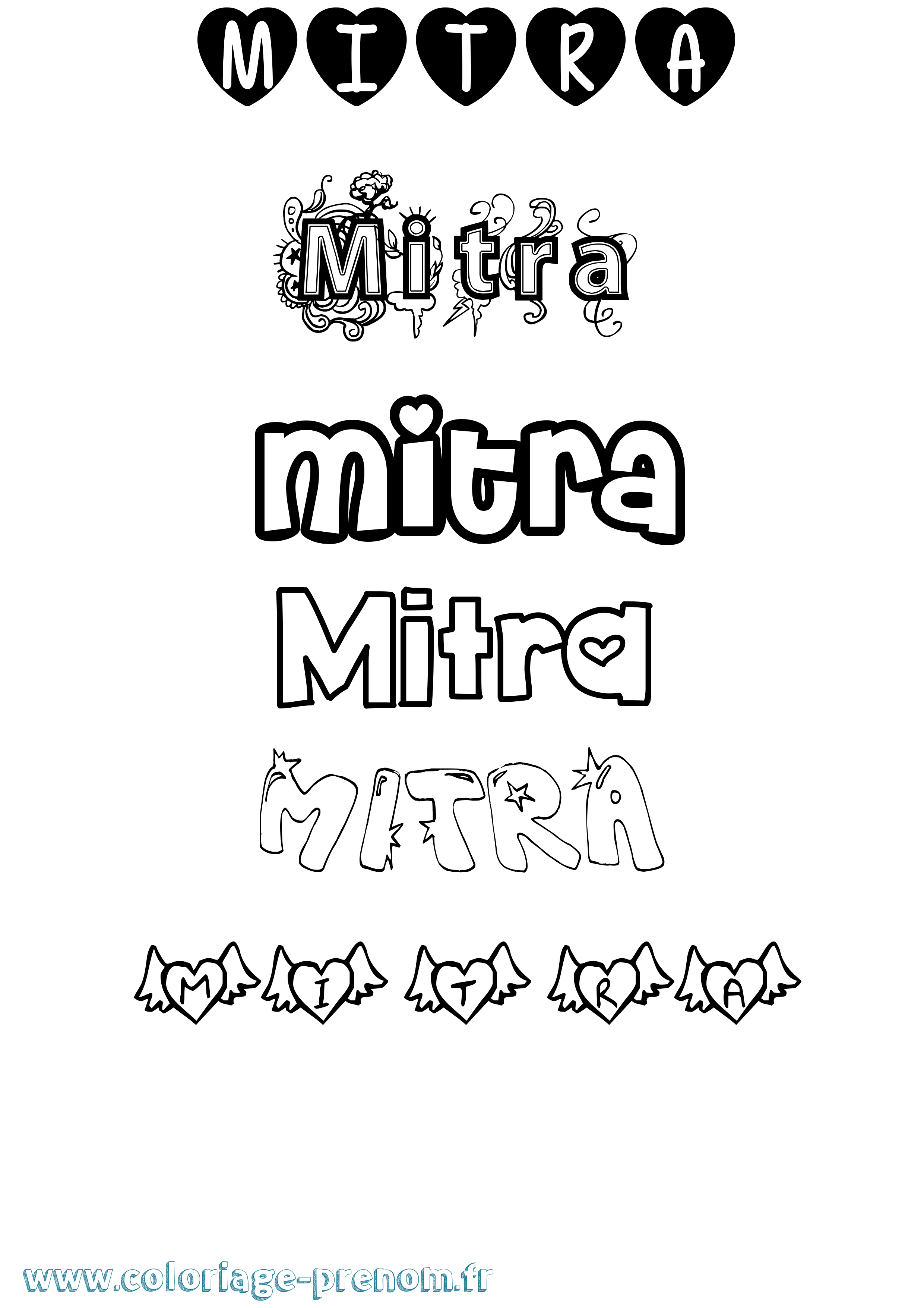 Coloriage Mitra Girly Coloriage prénom Mitra Girly
