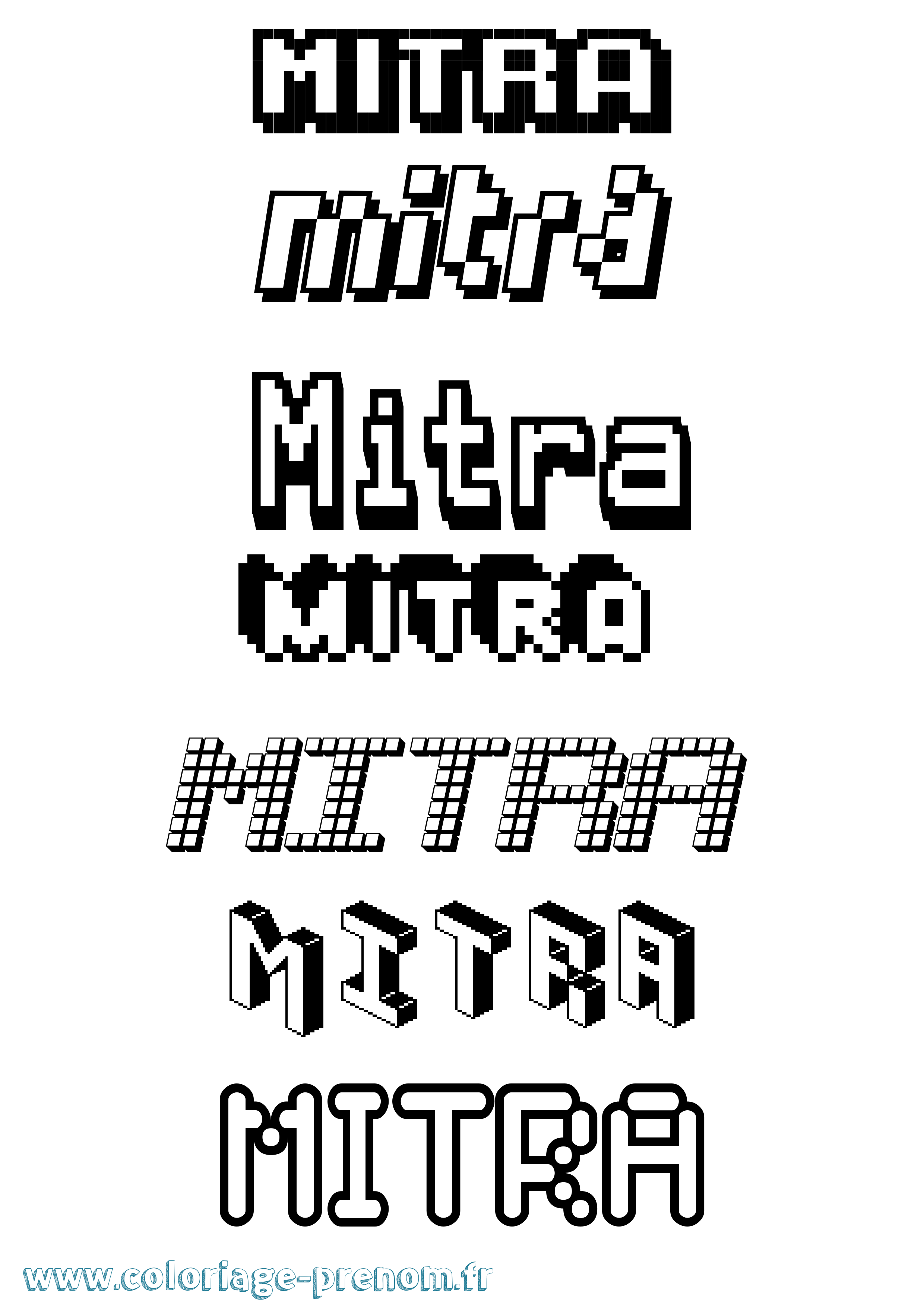 Coloriage Mitra Pixel Coloriage prénom Mitra Pixel