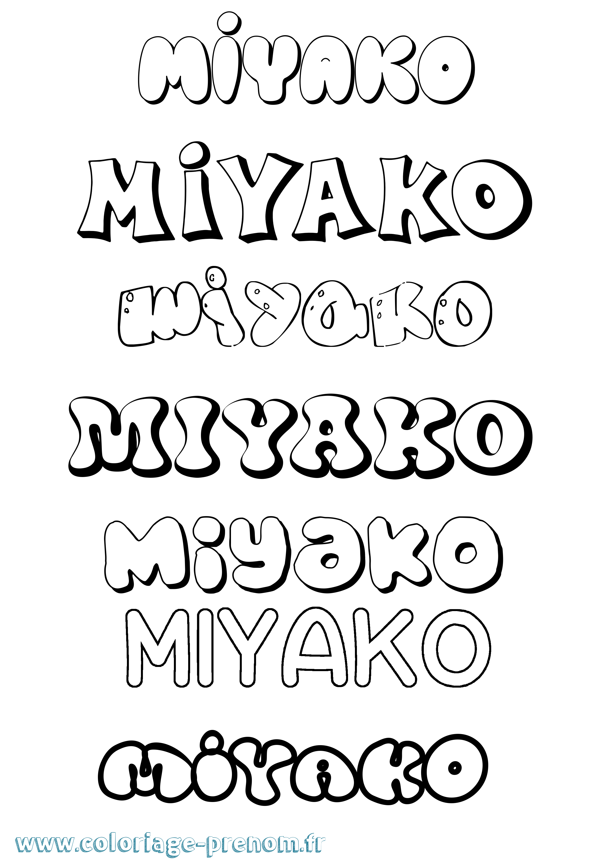 Coloriage Miyako Bubble Coloriage prénom Miyako Bubble