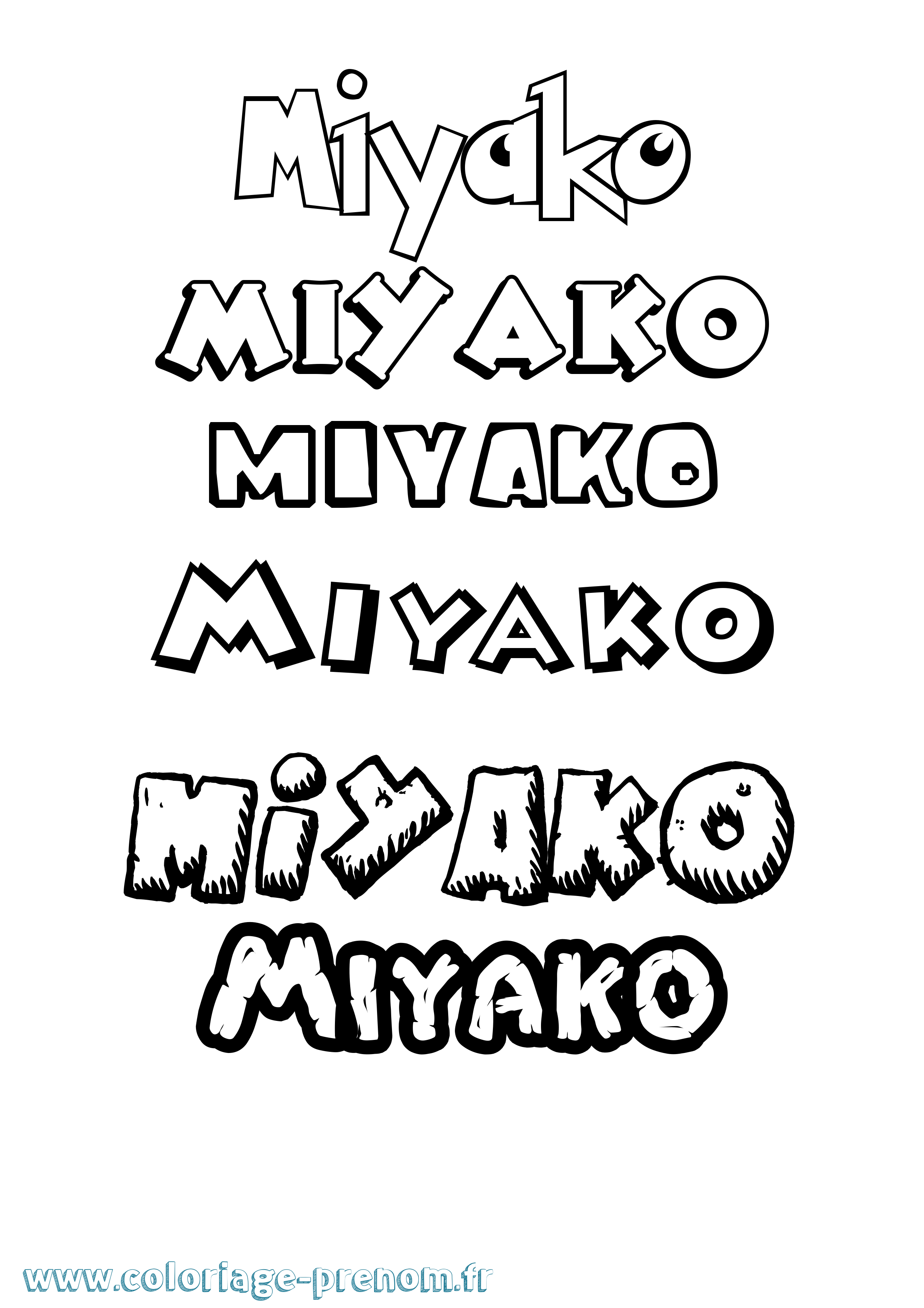 Coloriage Miyako Dessin Animé Coloriage prénom Miyako Dessin Animé